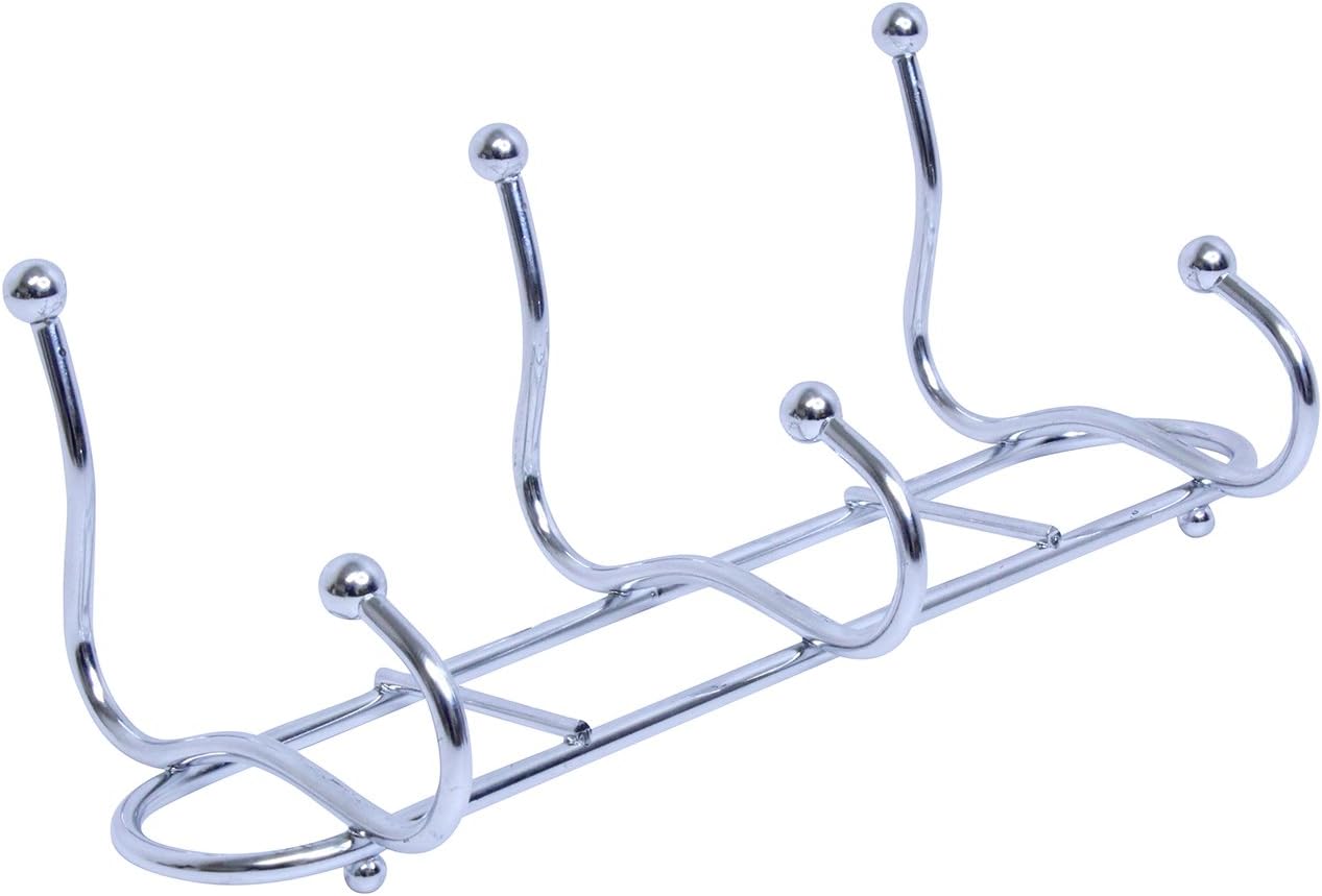 Adhesive Coat Rack Stainless Hat Hooks Coat Towel Rack 6 Hooks Metal Closet Hanger Hand Towels Rack Bathrooms Robe Holder Garage Kitchen Bath Home Clothes Rack