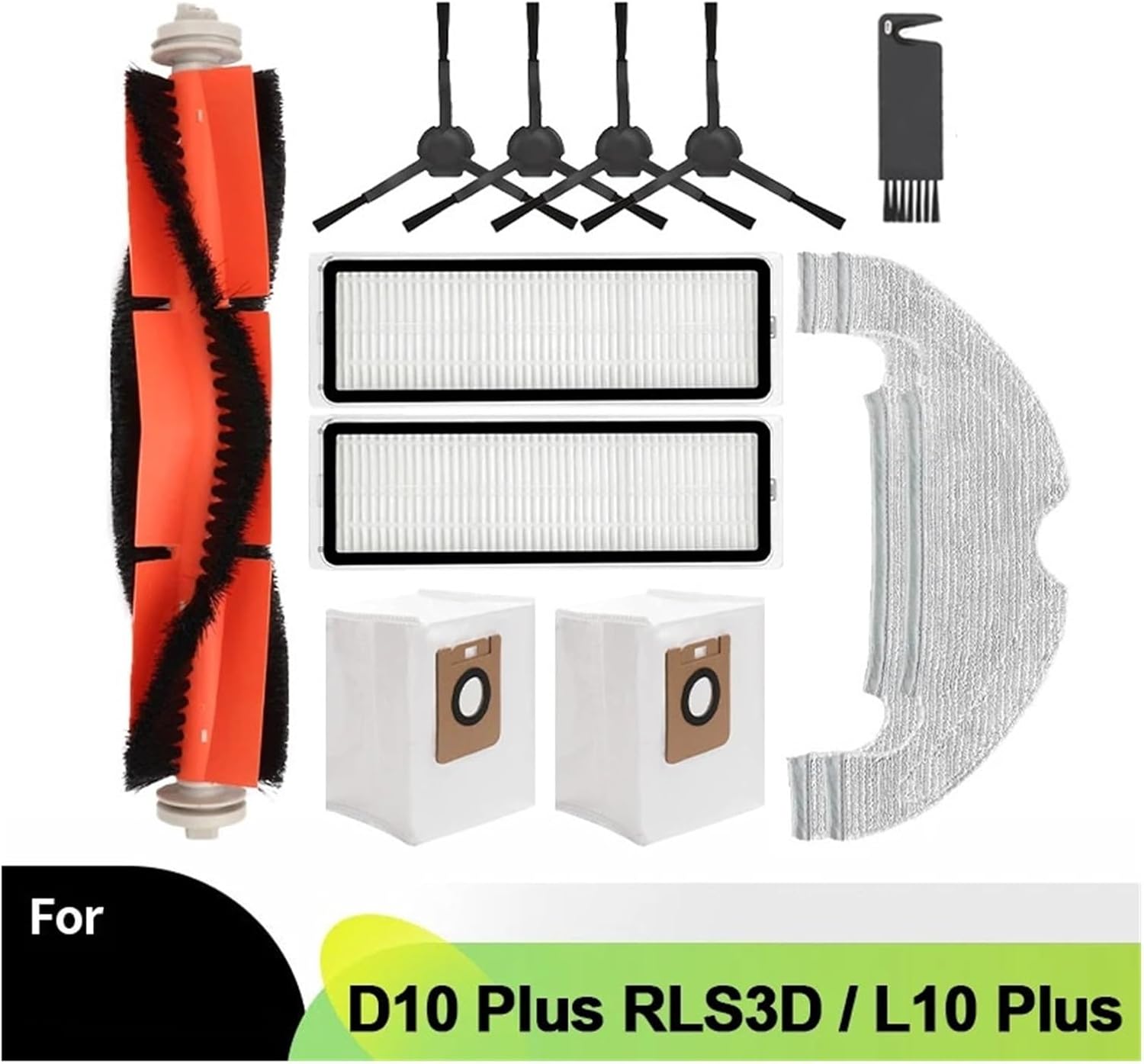 AgaShi Robot Vacuum Spare Parts，Main Side Brush，Hepa Filter，Mop，Dust Bag Accessory，Compatible for Dreame D10 Plus RLS3D, Z10 Pro, L10 Plus (Color : 10 dust Bag)