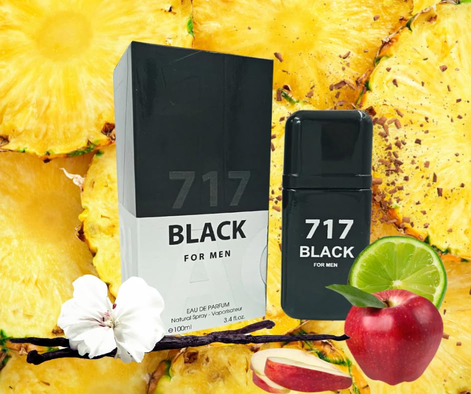 Generic POUR HOMME 717 BLACK FOR MEN EAU DE PARFUM 3.4 FL OZ. Amber Woody fragrance for Men.