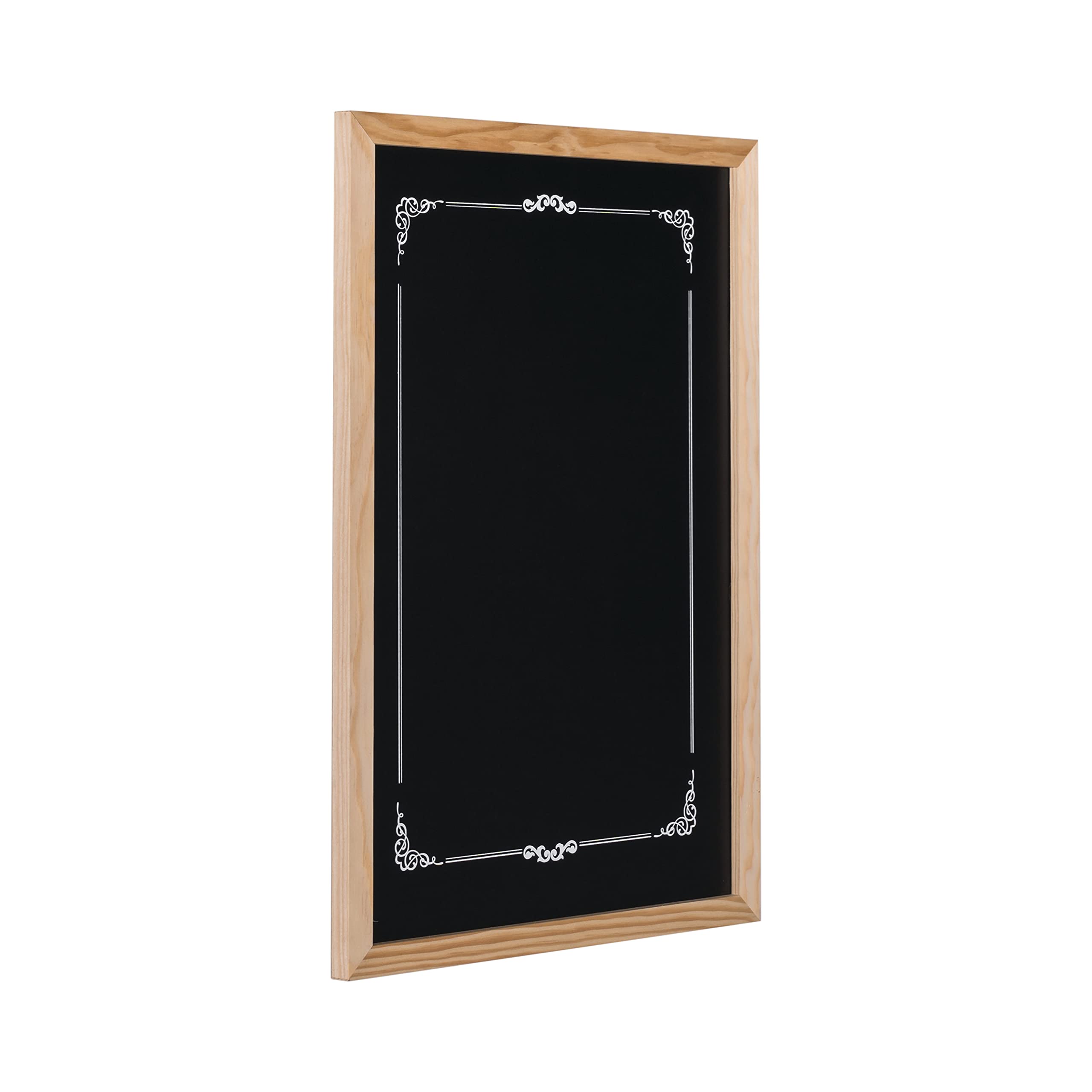 Bi-Office - Lavagna Nera per Gesso Decorative, 600 x 400 mm, Cornice di Pino