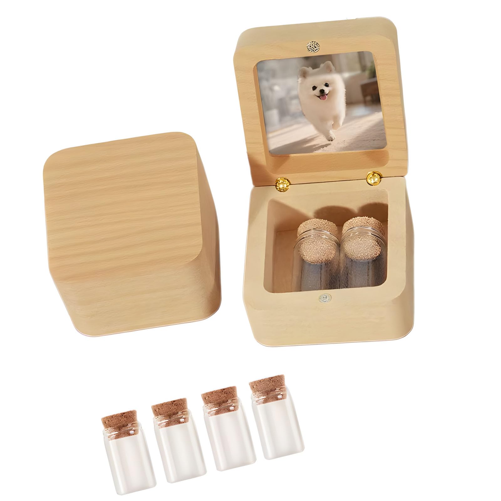 Piceioep Pet Coat Storage Unit Built From Strong Wood for Extended Preservation Pet Remembrance Wooden Case