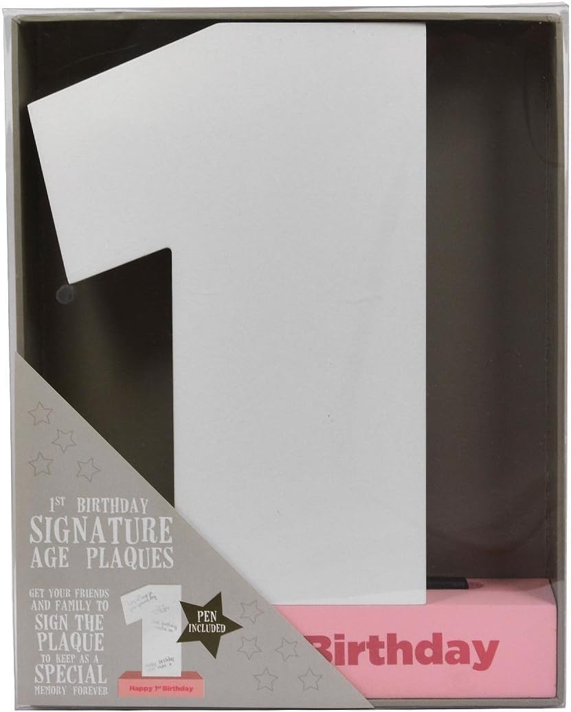Signature Age Block - Happy 1st Birthday (Pink)