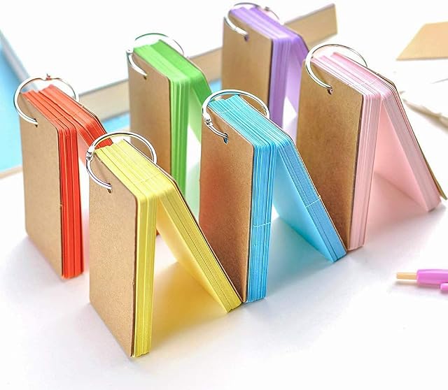 Koogel Flash Cards, 6 Pack 300 Revision Cards Index Cards Mini Notepads Blank Flashcards Study Cards on Ring