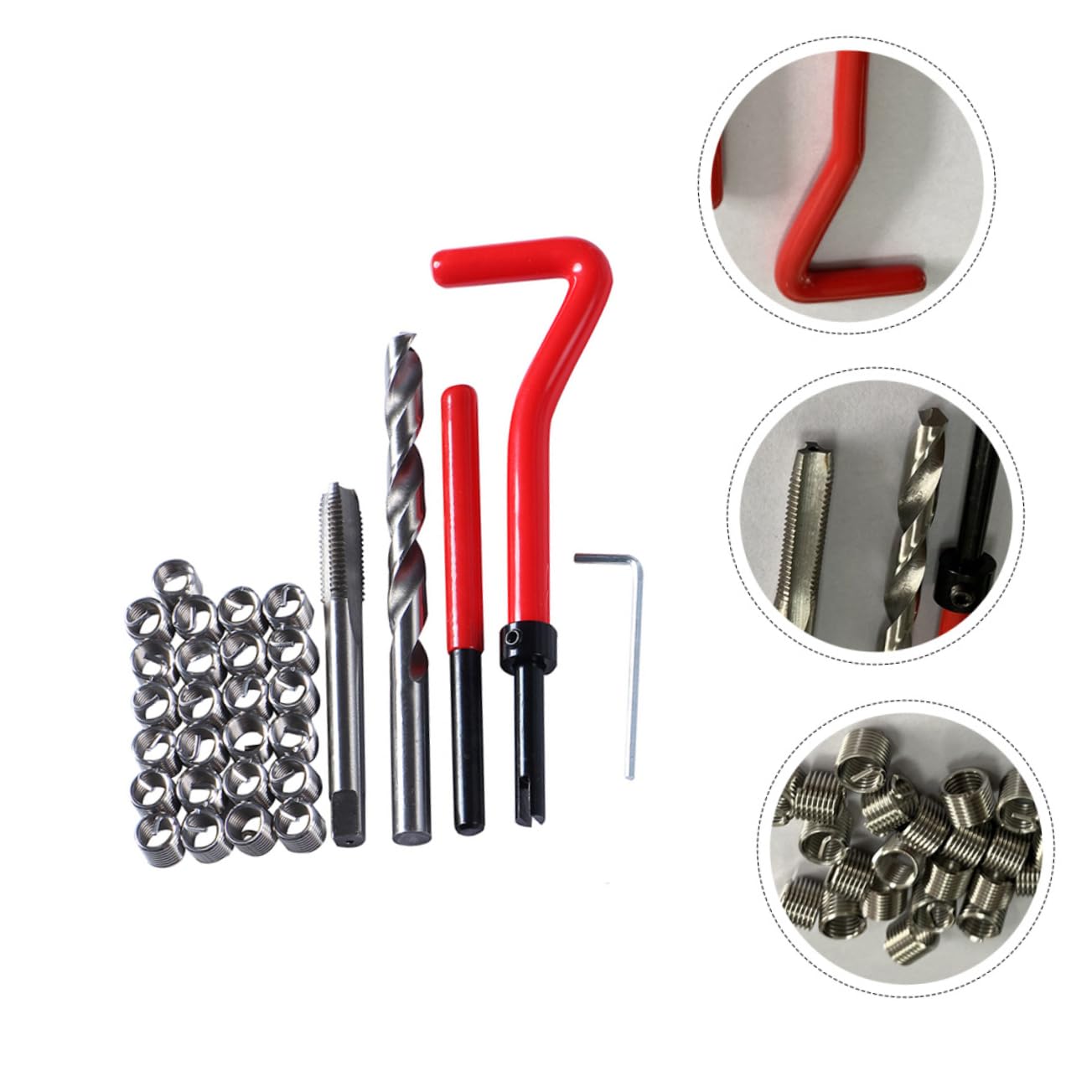 Unomor 30pcs Thread Repair Tool Set Cars Thread Repair Kits Hardware Restore Threaded Thread File Strippers Auto Repair Tool Rethreading Coarse Stripped Steel Repairing Tools Alloy Red
