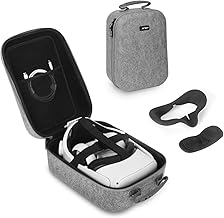 JSVER Hard Carrying Case for Quest 2 VR Headset, Compatible with Official/Third Party Elite Strap, Touch Controllers, Battery Accessories (Gray)
