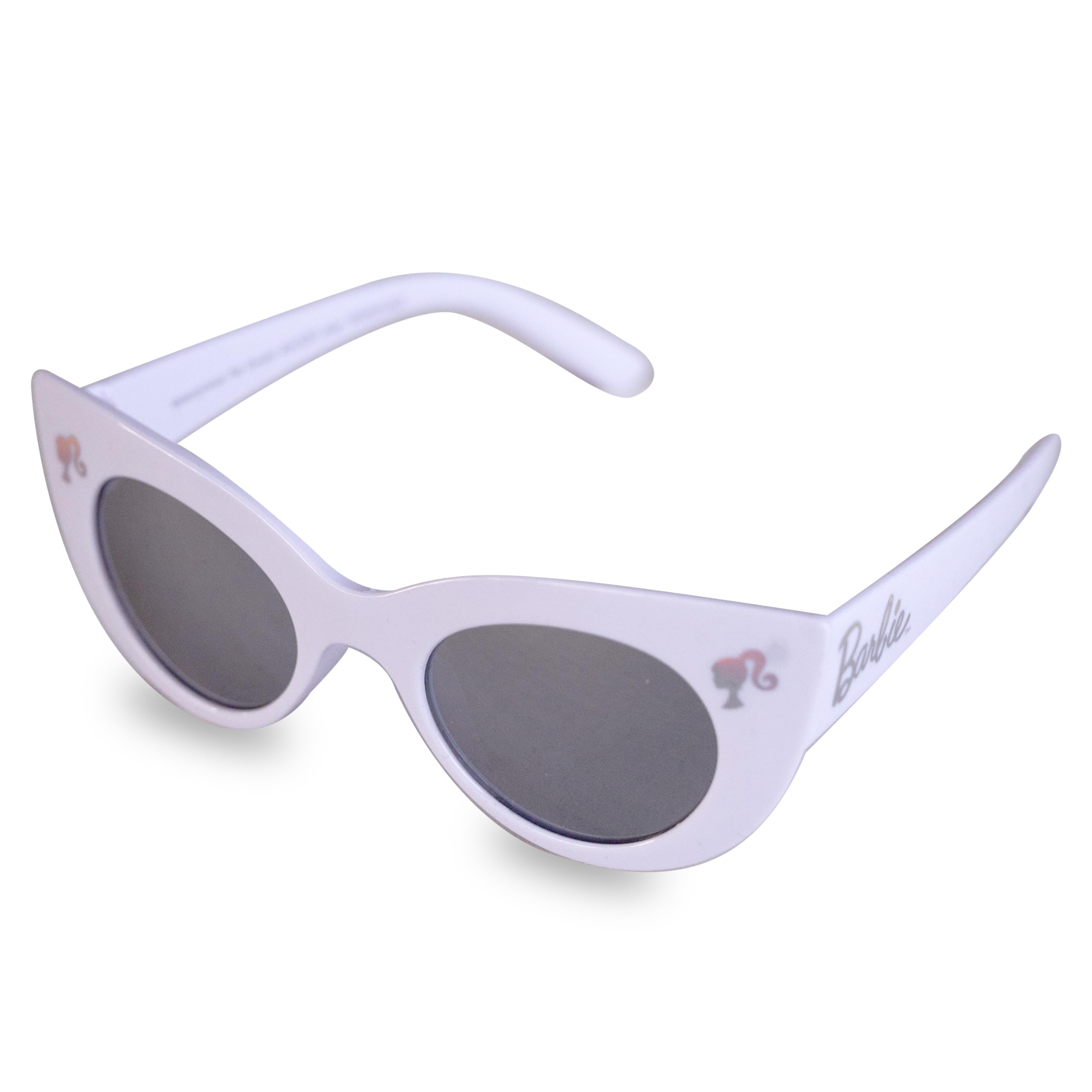 Barbie Juego de gafas de sol ojo de gato y funda rígida con asa para niña, plateado, 55mm