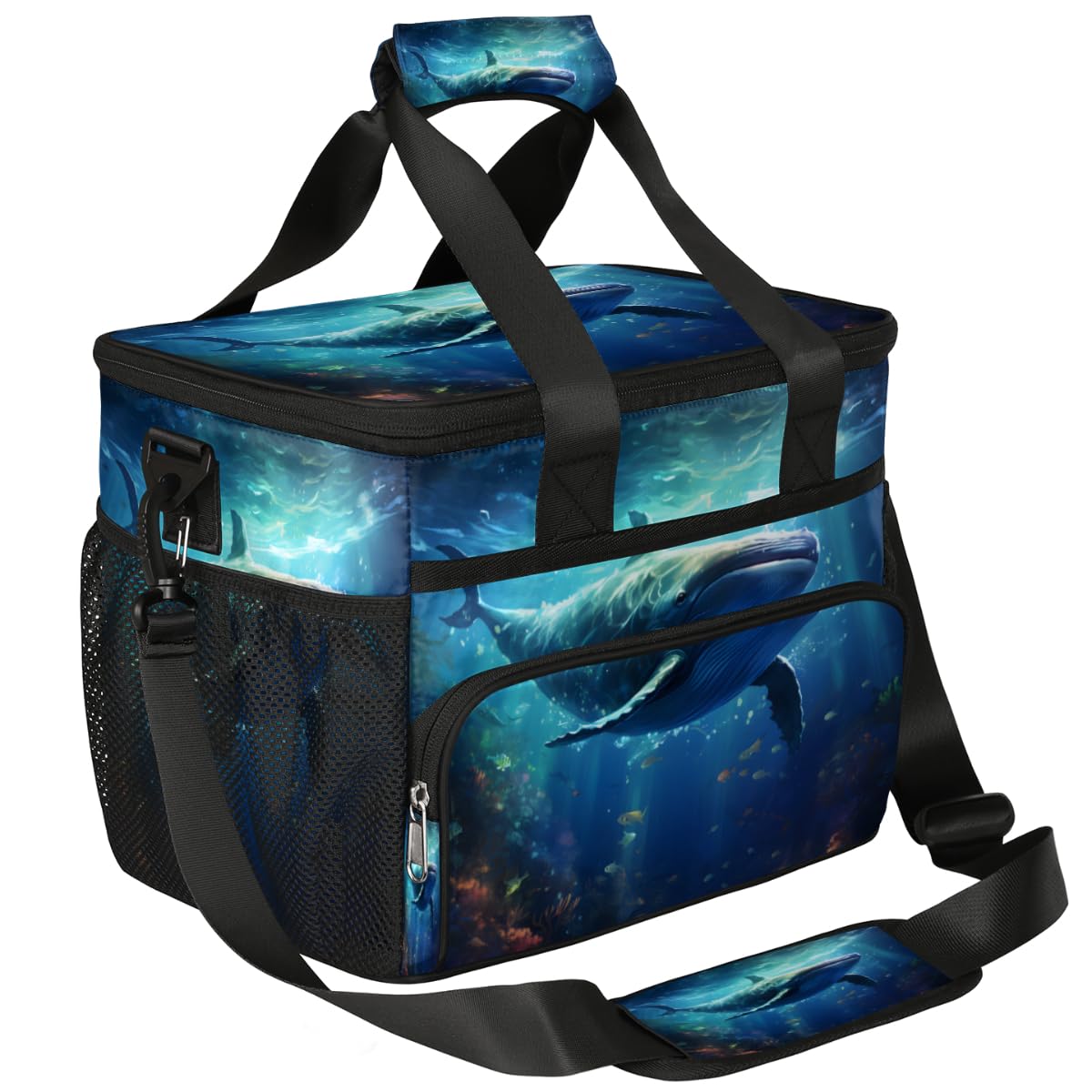 Marine Animal Insulated Picnic Backpack Lunch Box for Women Men Picnic Basket Tote Lunch Bag Picnic Bag Portable Lunch Bags for Picnic, Beach, Work, Trip,Office, Camp Underwater Whale