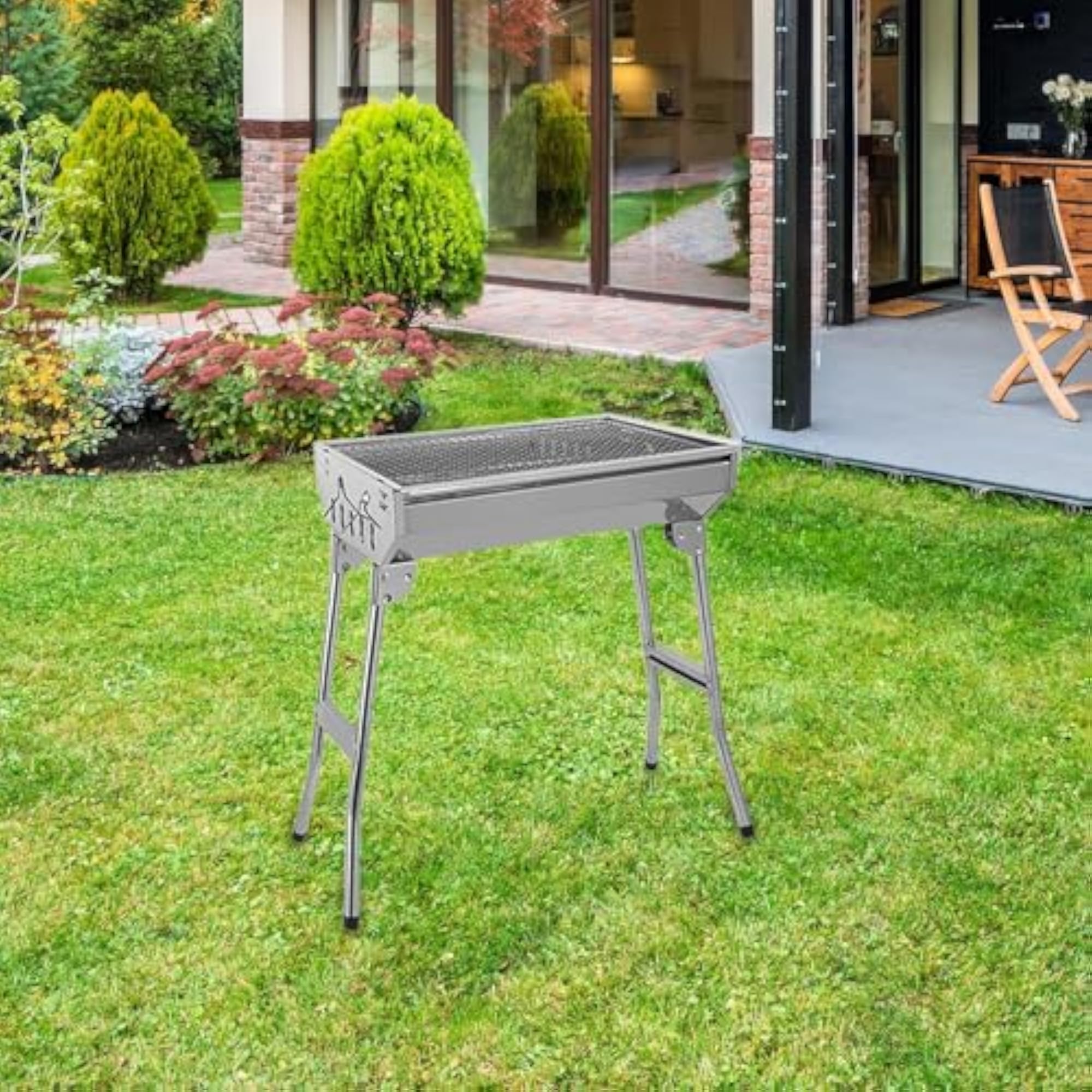 Folding Barbecue Grill, Metal Charcoal Grill