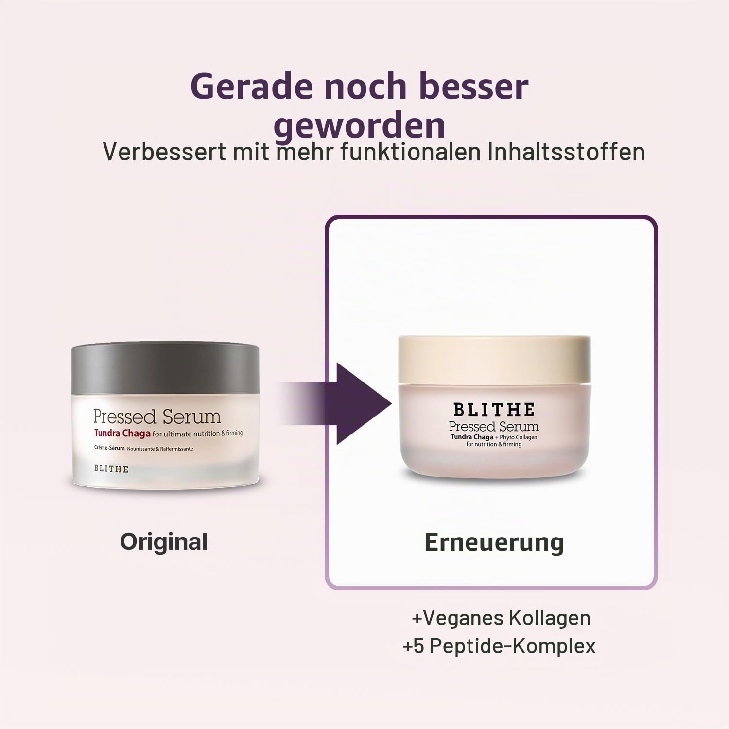 BLITHE Pressed Serum Tundra Chaga – Anti-Aging Gesichtscreme, Koreanisches Serum mit Chaga-Extrakt für straffe Haut, intensive Feuchtigkeit, nährende Pflege (50 ml)