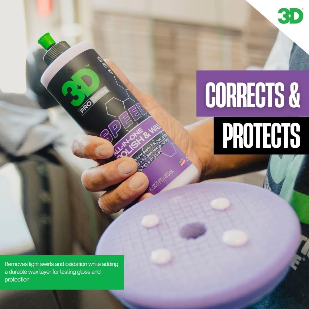 3D Eraser Gel Hard Water Spot Remover & 3D Speed Car Polish & Wax – Restore & Protect – Removes Hard Water Stains & Enhances Paint Gloss – 16oz