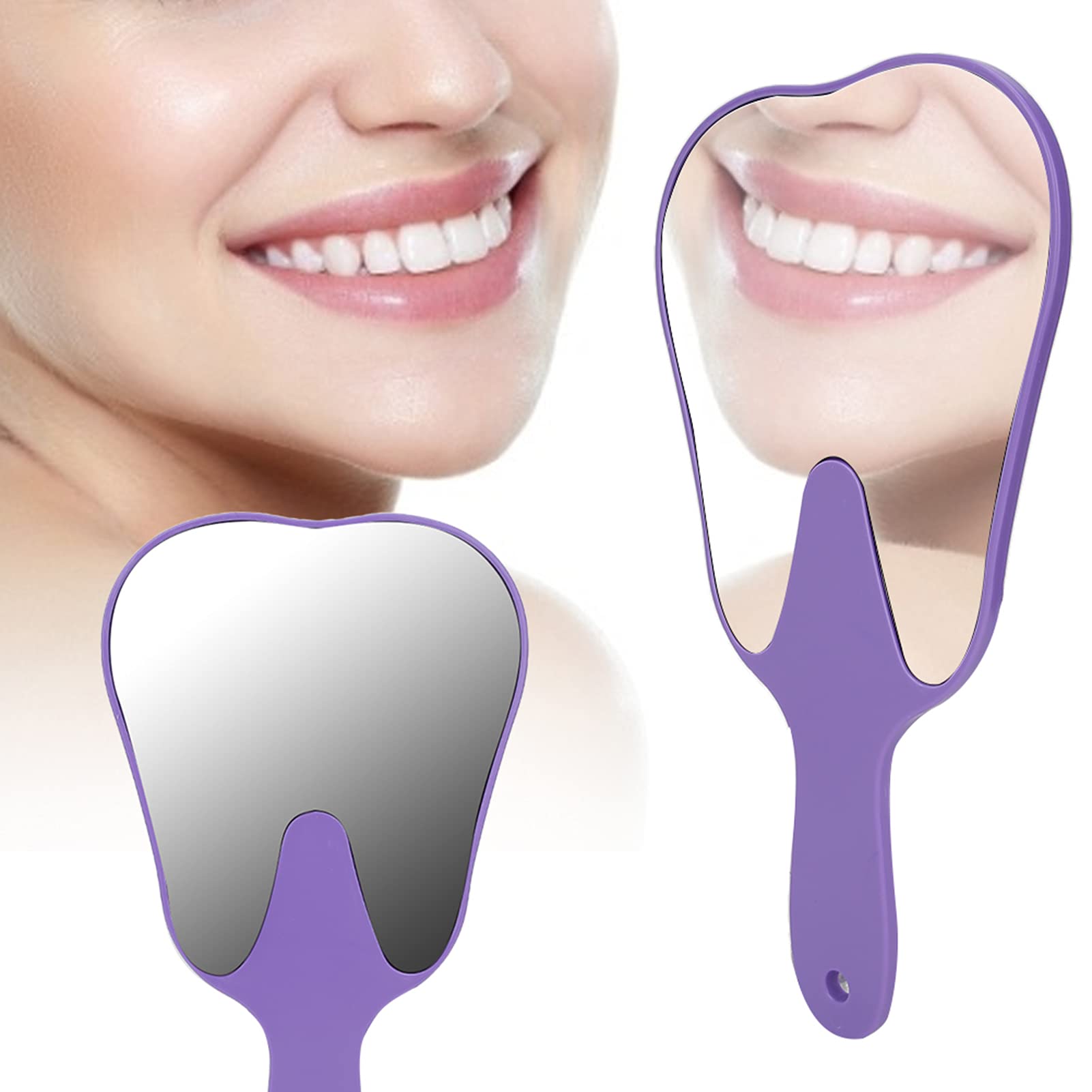 Espejo de Dientes, Espejo de Mano Dental con Mango de Plástico para Higiene Bucal (Púrpura)