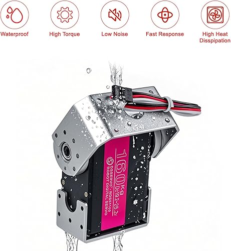 Miniatura 9 de Wishiot RDS51150 330.7 lbs Servo Digital Metal Robotic Servo 180 grados Alto Torque Full Metal Gear Doble Eje Impermeable IP66 para Coche Robot