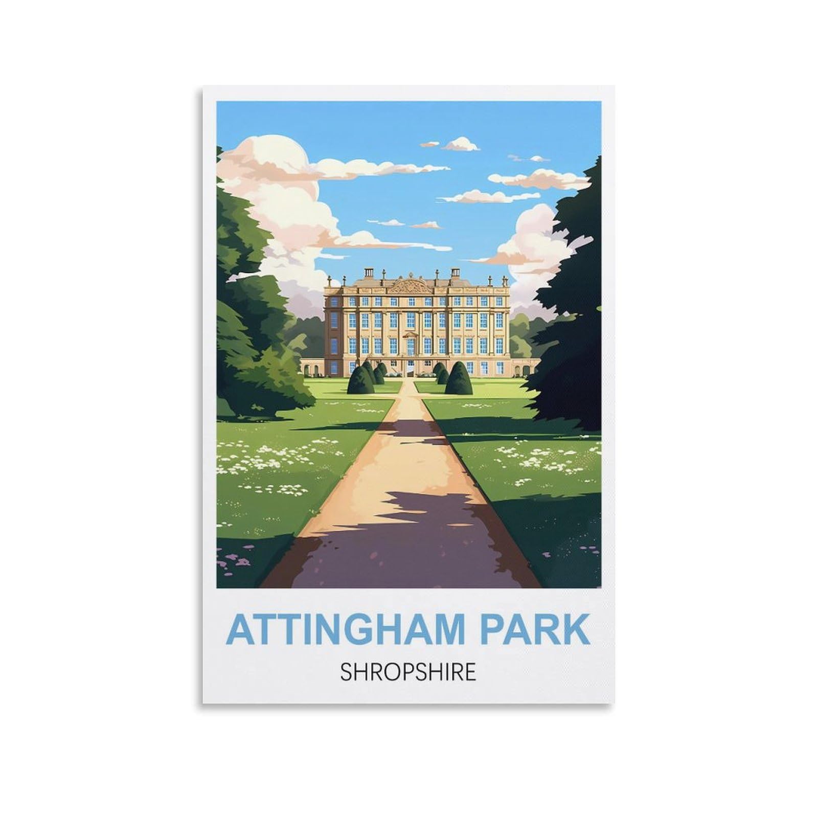 EZMLFA Paint by Number DIY Oil Painting Attingham Park Shropshire Landscape Kit for Adults Beginner DIY Oil Painting 50x60cm