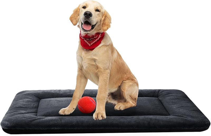 Tapete para Cama de Cães em Pelúcia com Base Antiderrapante VERZEY para Caixa, Cinza-Escuro, 91,44 x 58,42 cm