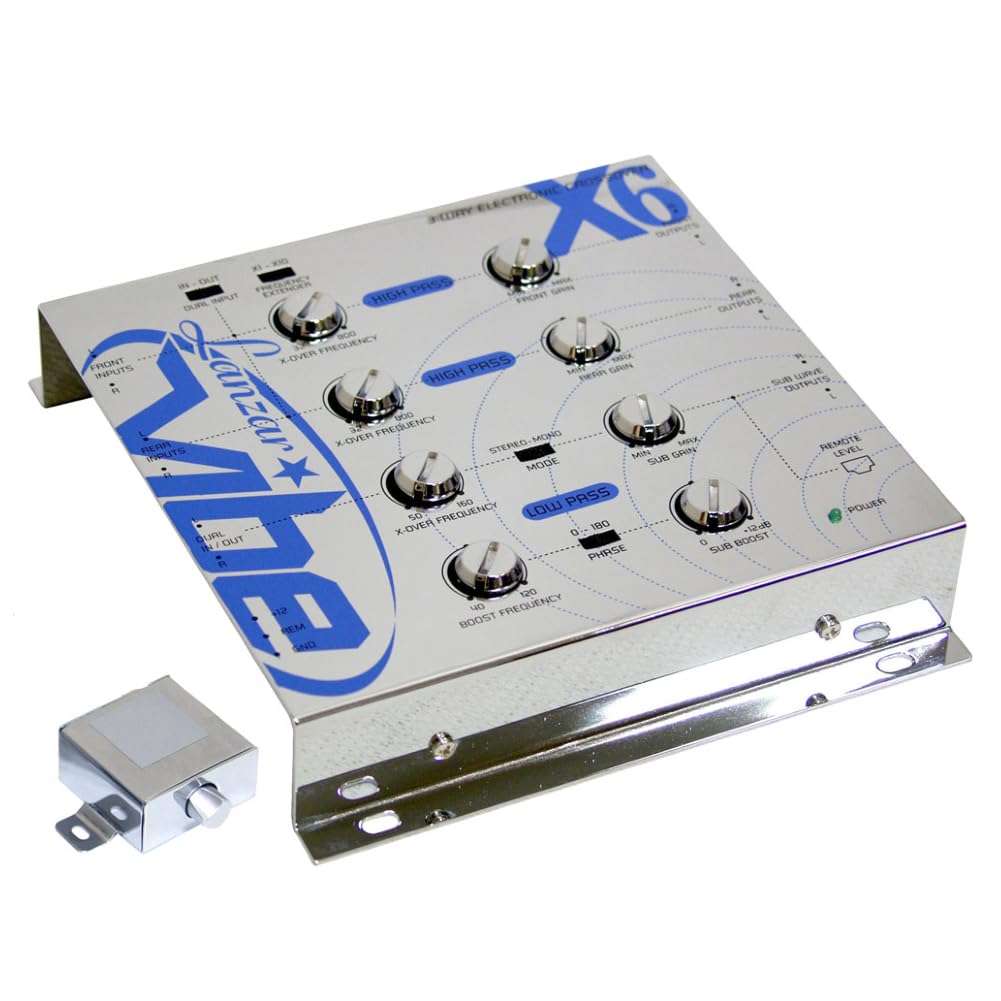 KIT Set pour LANZAR VIBEX6 1 égaliseur électronique Crossover 3 Voies 3 Sorties Avant/arrière/subwoofer avec télécommande subwoofer Inclus, 1 pièce