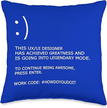 Funny UX/UI Designer Blue Screen of Death Worker Joke Throw Pillow