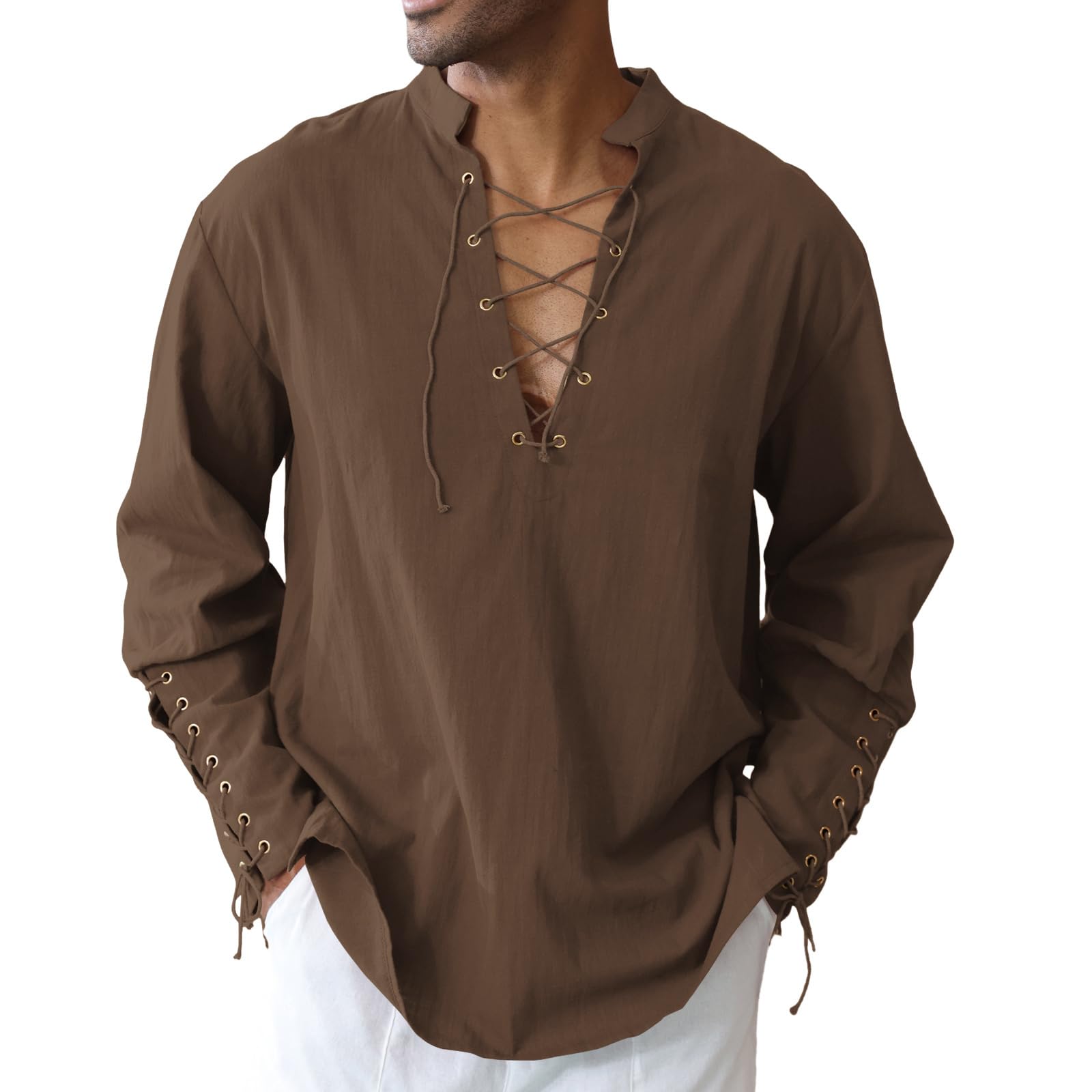 CTU Men's Cotton Shirt Pirate Shirt Medieval Viking Renaissance Costume