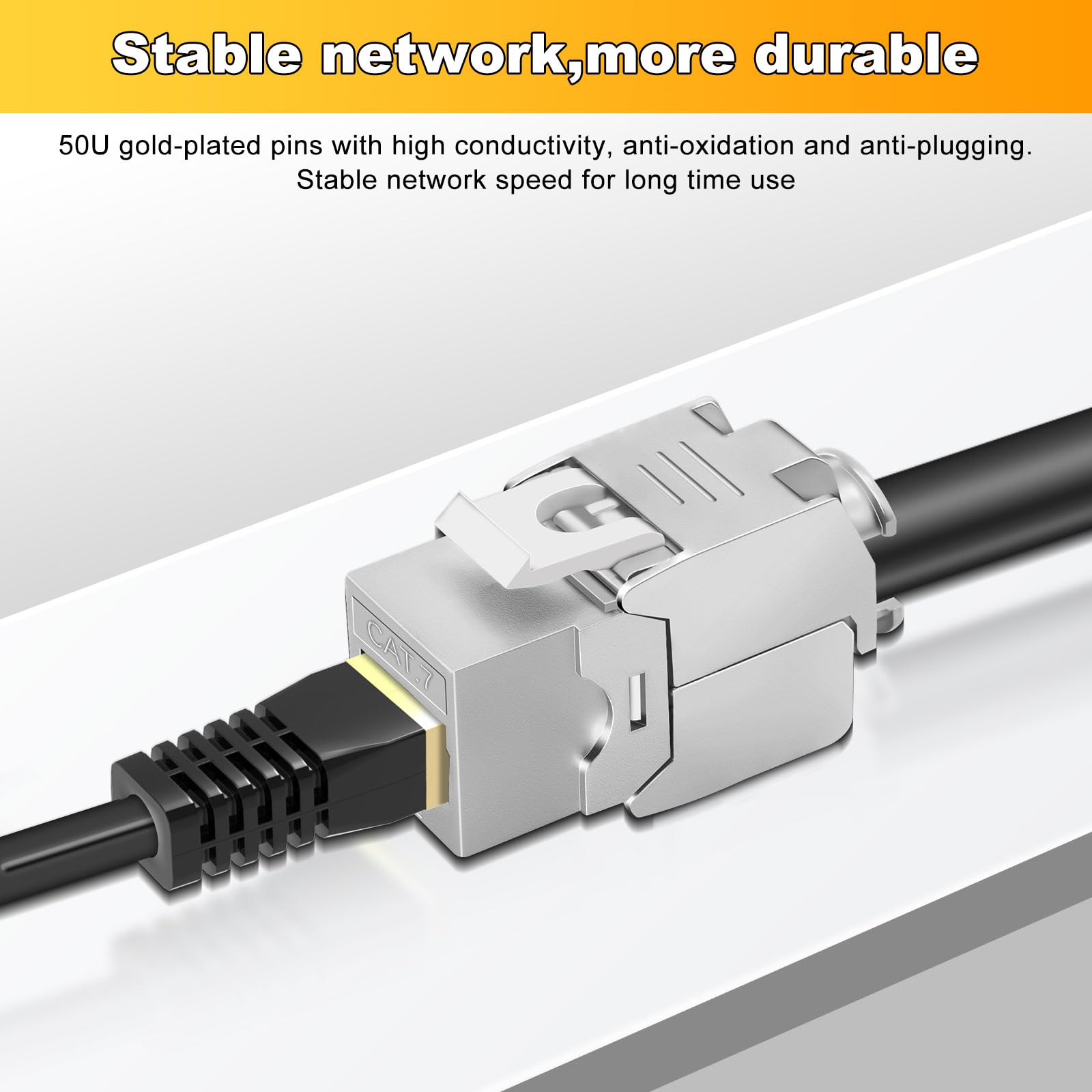 12x CAT 7 Keystone RJ45 Modul Buchse LAN Kabel 10 Gbit/s bis 1000 MHz AWG 22-24 werkzeuglos LSA vollgeschirmt STP Einbaubuchse RJ45 Buchse Schneidklemme für Patchpanel und Netzwerkdose