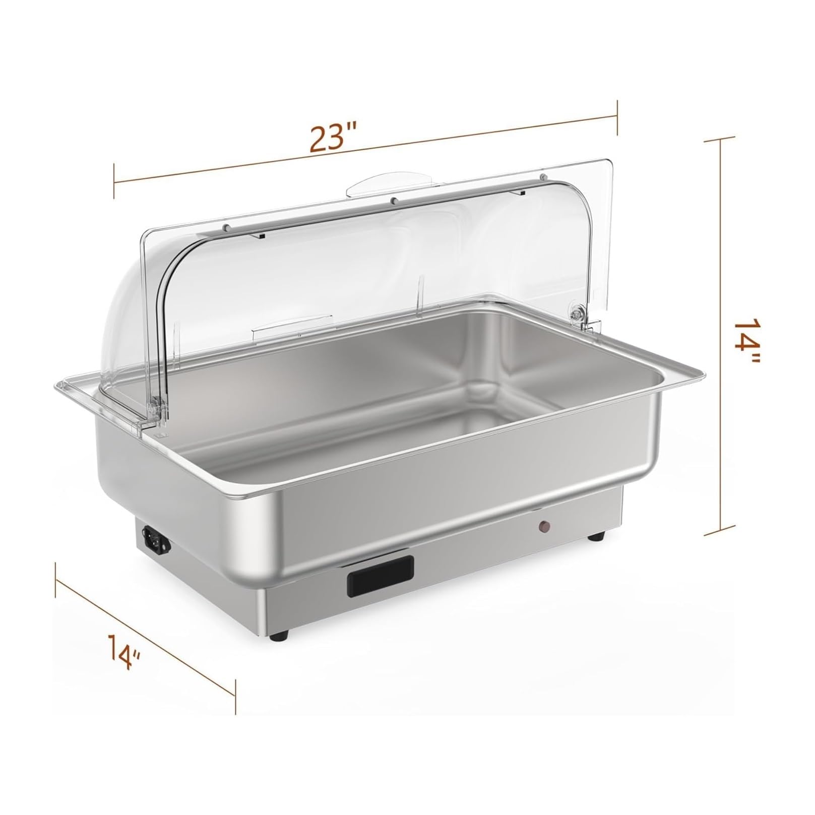 Plato De Frotamiento Eléctrico 600W, Soporte Calor Acero Inoxidable con Tapa Enrollable For PC, Calentador Alimentos For Buffet Calor Duradero