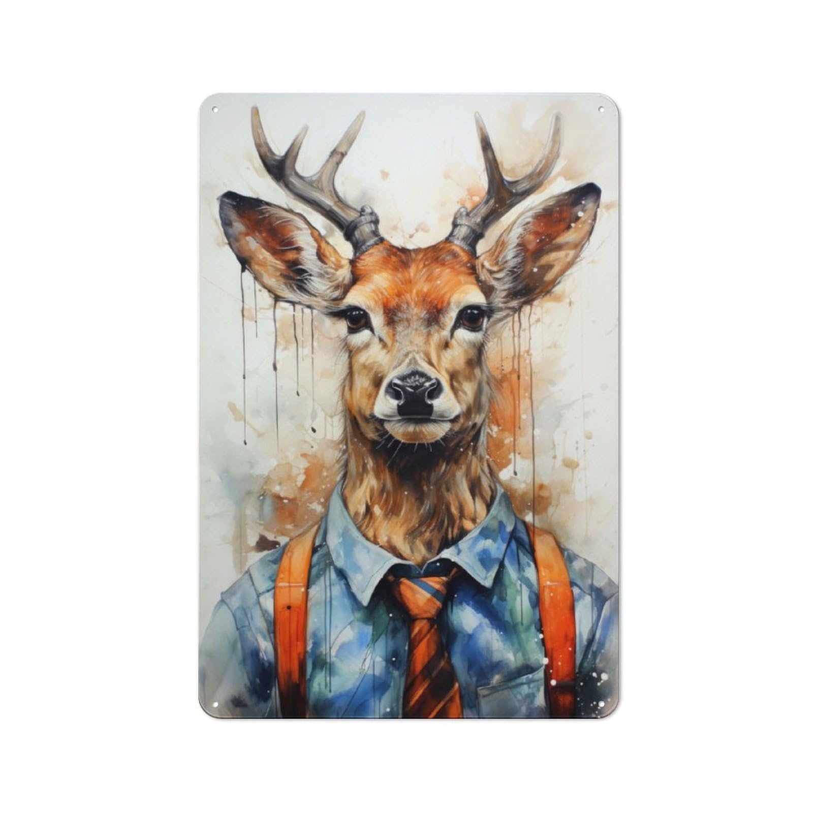 Deer in A Tie Retro-style Metal Plaque 30x20cm for Garage Or Workshop, for Garage, Workshop And Man Cave Decoration