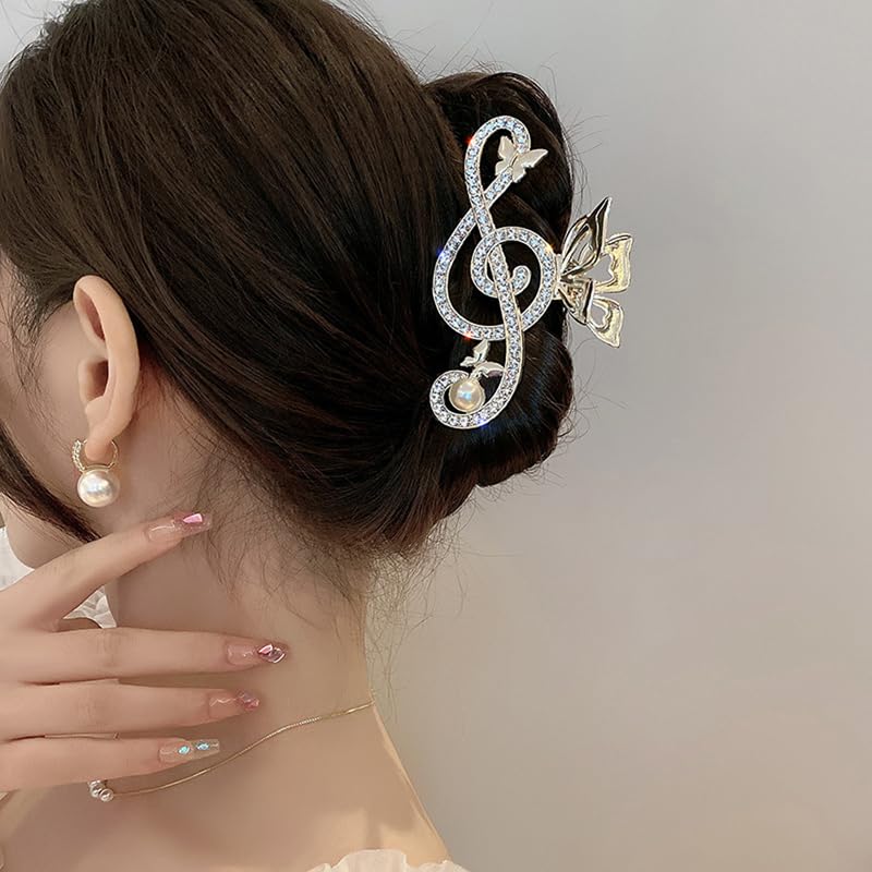 Miniatura 3 de Clip de pelo grande de lujo, clip de garra de diseño único de nota musical G Clef  Accesorios para el cabello para niñas  Clip de fiesta de regalo