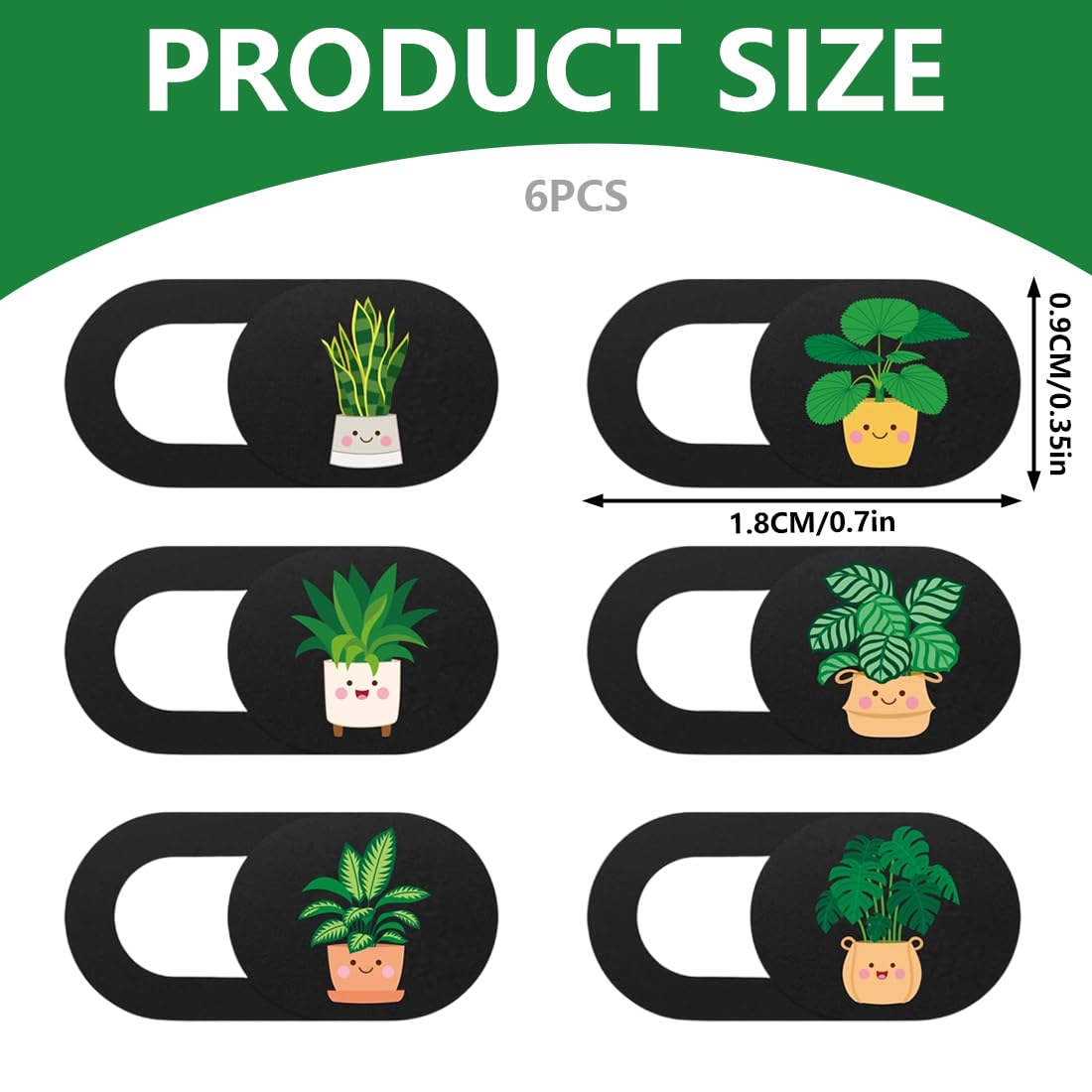 Set Copri Webcam Ultrasottile con Motivo Vegetale per Protezione Privacy 6 Pezzi