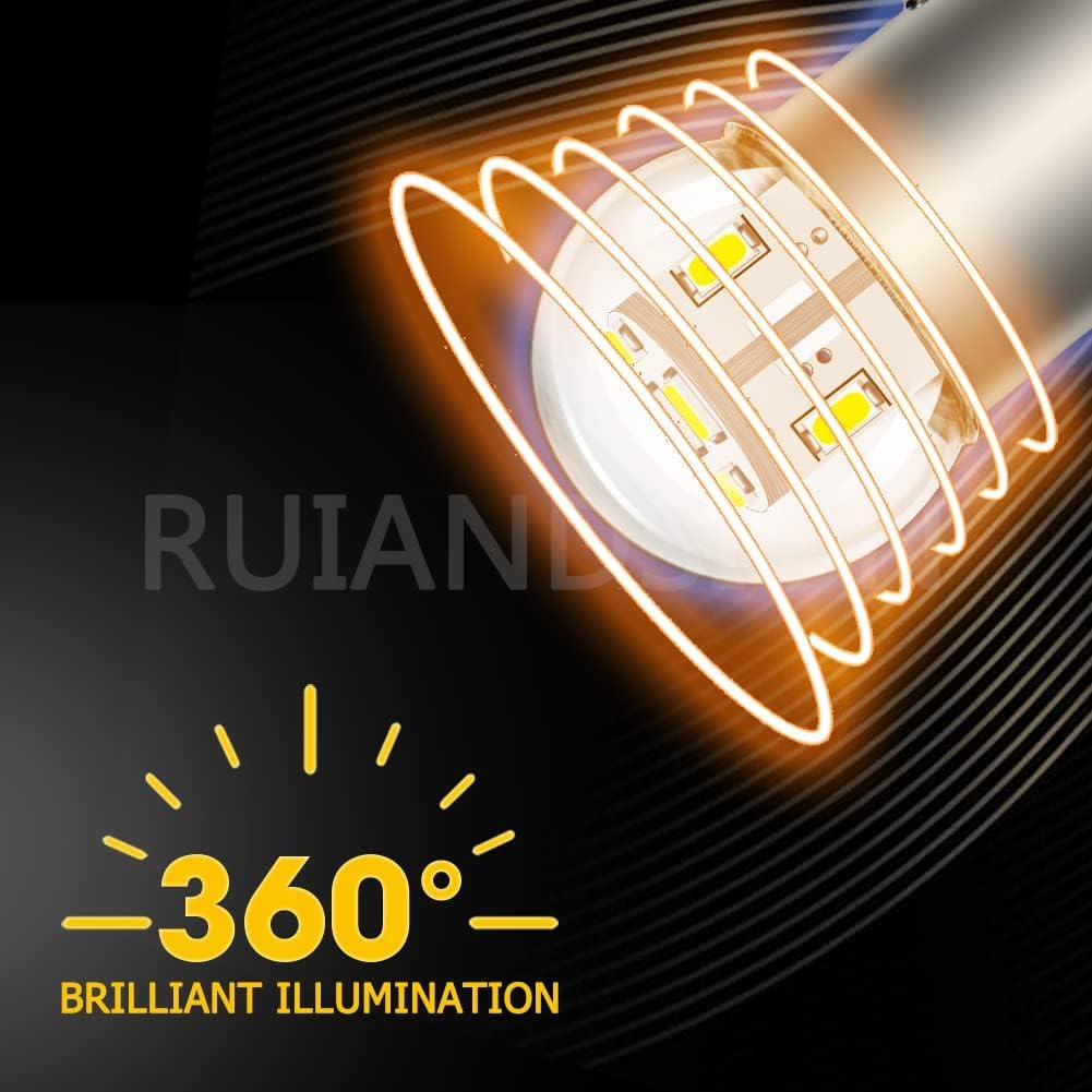 Ruiandsion 2pcs BA15D LED Bulb 6V 1130 1142 1176 White 3014 12SMD LED Chipsets Replacement for Car Trailer Marine RV Camper Boat Tail Lights