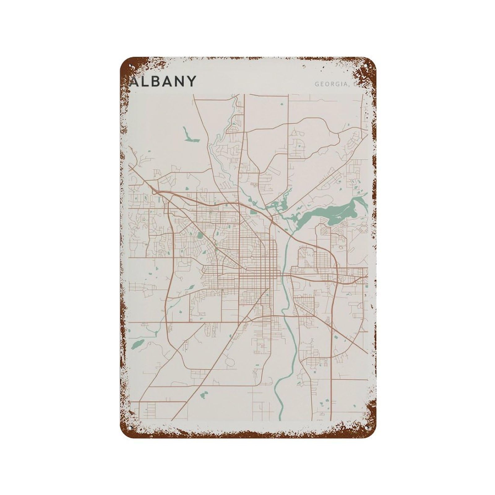 xiaoxiaoshen Albany Map Georgia Travel Gift Farmhouse Decor Minimalist (2) Wall Decor Art Metal Tin Poster Modern Home Decor Art Home Bar Shop Decorations Vintage Sign 30x20cm