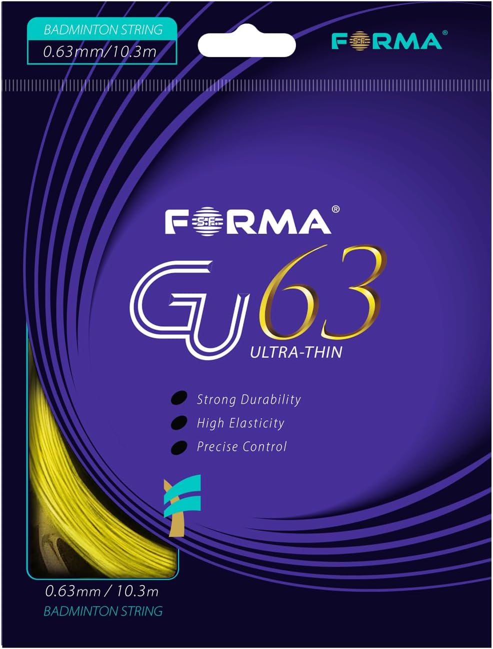 GU63 Badminton String 0.63mm 10.3m Strong Durability Good Elasticity 4 Colors Yellow White Green Orange