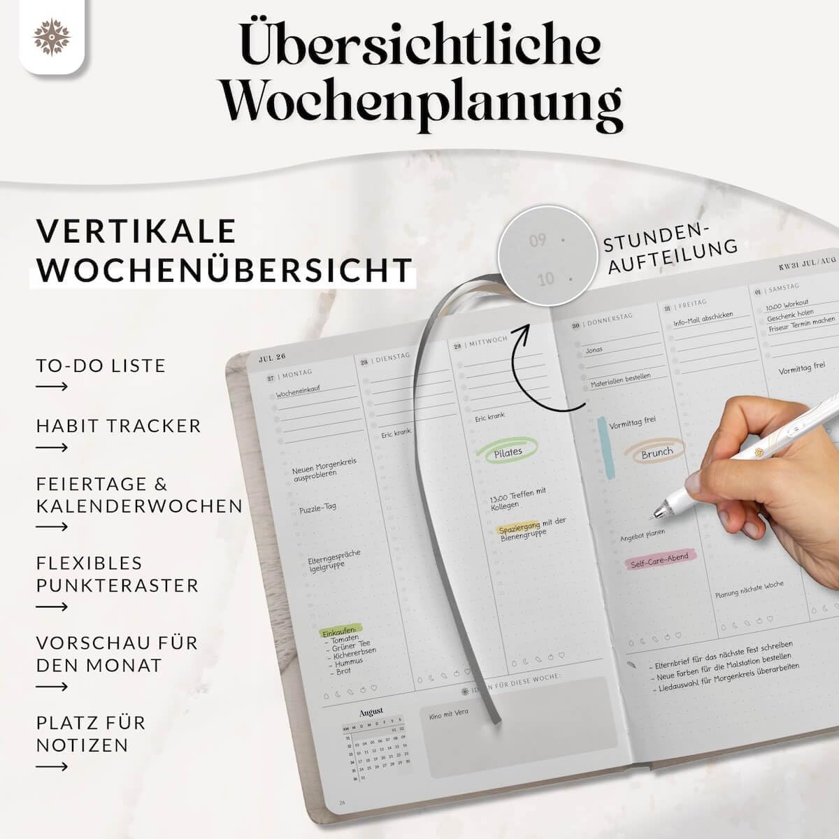 Lebenskompass® Kita Planer 2026/2027 SAND - Erzieher Kalender 26/27 A5+ mit Wochen- & Monatsübersicht, Dienst- & Urlaubsplanung, Achtsamkeitsimpulsen