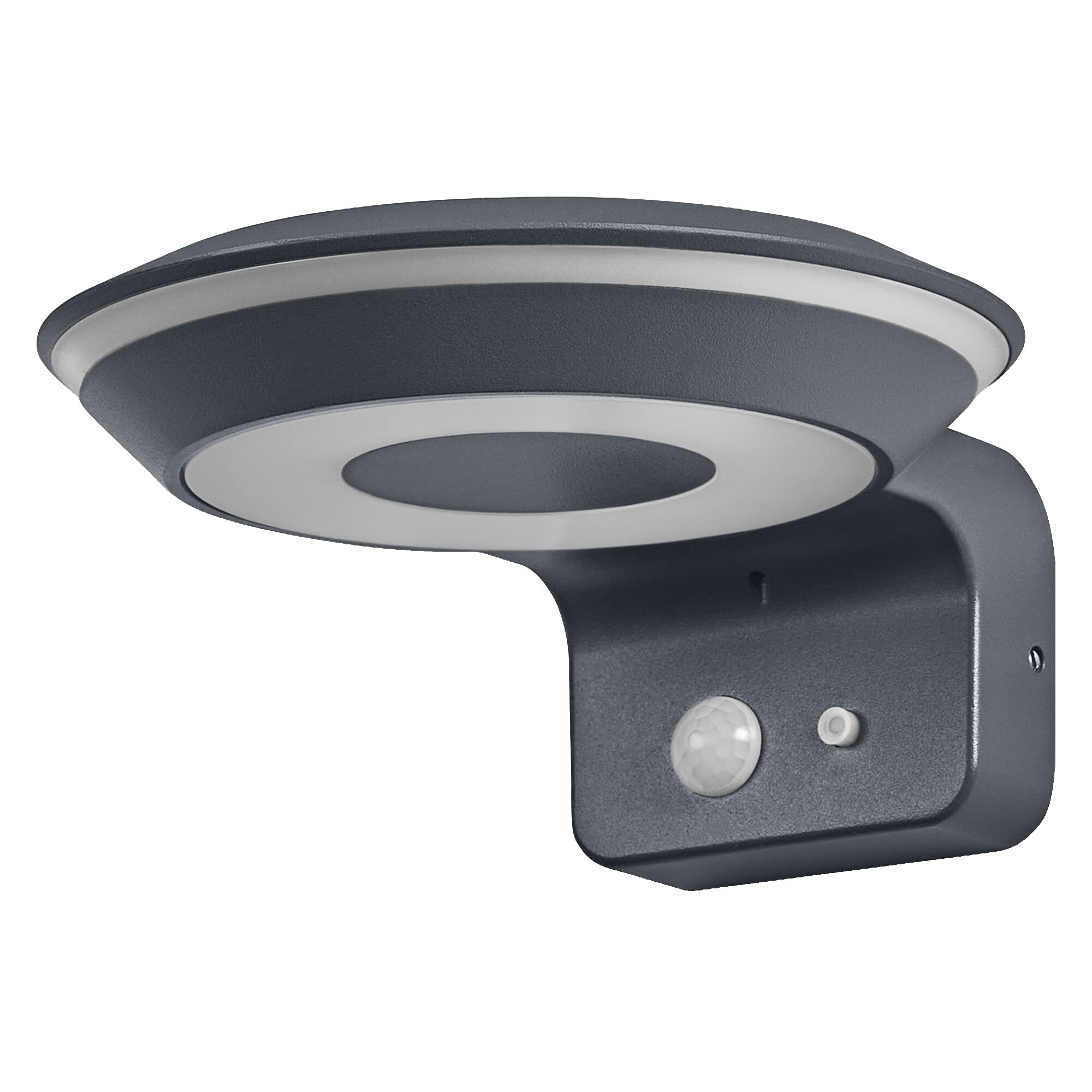 LEDVANCE Applique murale solaire ENDURA Style Glow, deux anneaux lumineux contrôlables séparément, lumière blanc chaud 3000K, capteur intégré, utilisable sans alimentation, protection IP44, gris foncé