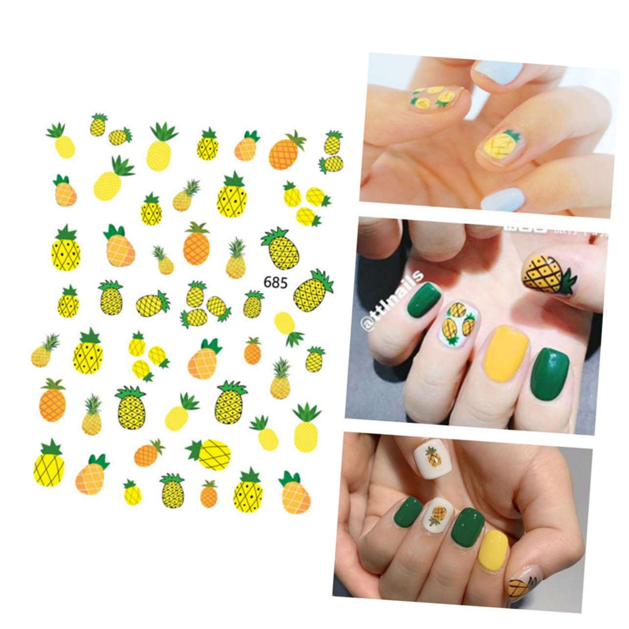 3 Set Adesivi Per Unghie Design Frutta Decorazioni Manicure Facili Applicare Per Donne E Ragazze Per Feste E Speciali 12 Fogli*3