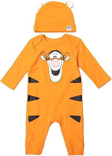 Disney Winnie the Pooh 101 Dalmatians Lion King Mickey Mouse Minnie Mouse Baby Snap Coverall and Hat Newborn to Infant