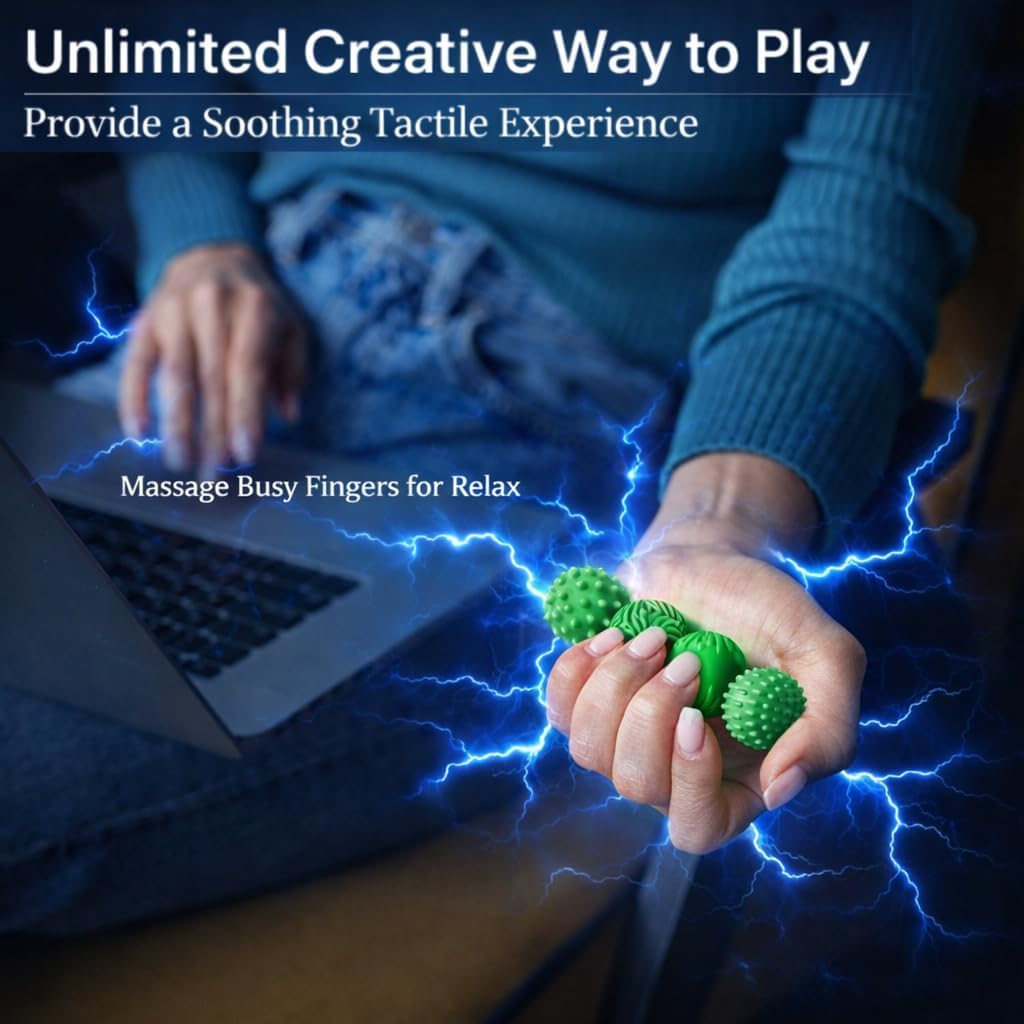 10-Pack Silicone Magnetic Sensory Fidget Balls, Stress Relief Toys for Adults and Teens (14+) Suitable for Autism ADHD Anxiety, Office Desk Fun Tactile Toy (Green)