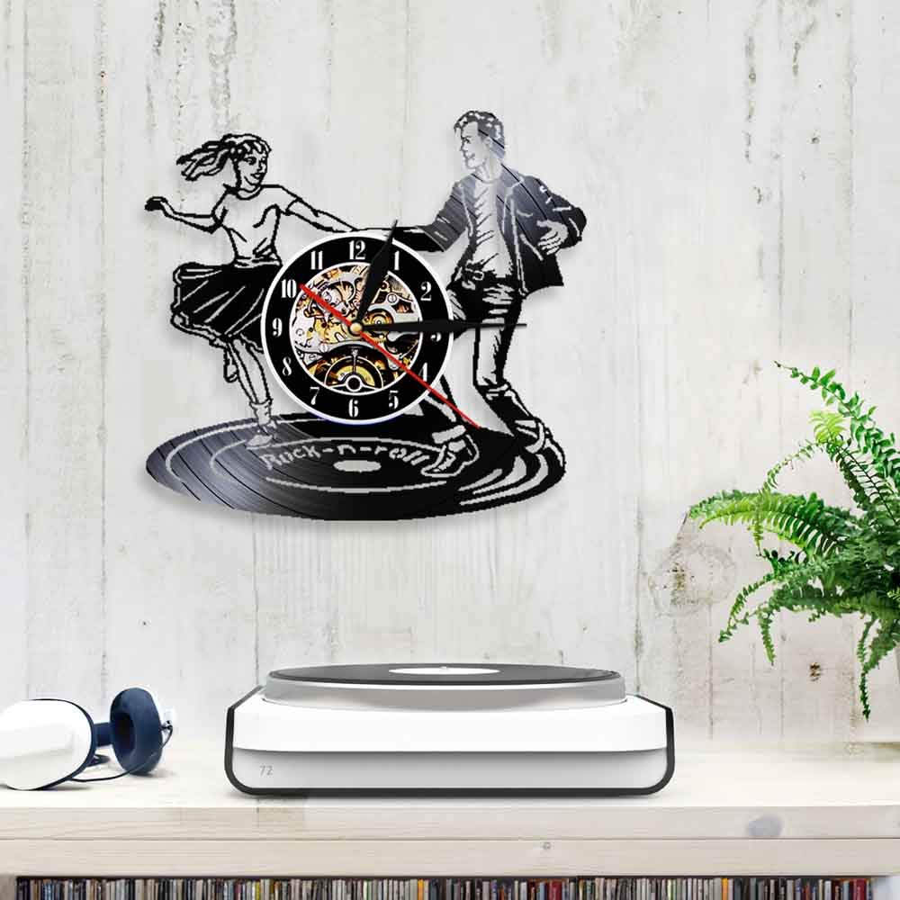 KingLive Rockband-Uhr AC/DC LP Vinyl Retro Schallplatten-Wanduhr Exklusive AC/DC Geschenk Rock Musik Kunst Weihnachten Geschenkidee für Frauen AC/DC Uhr (UK-ACDC LED 1