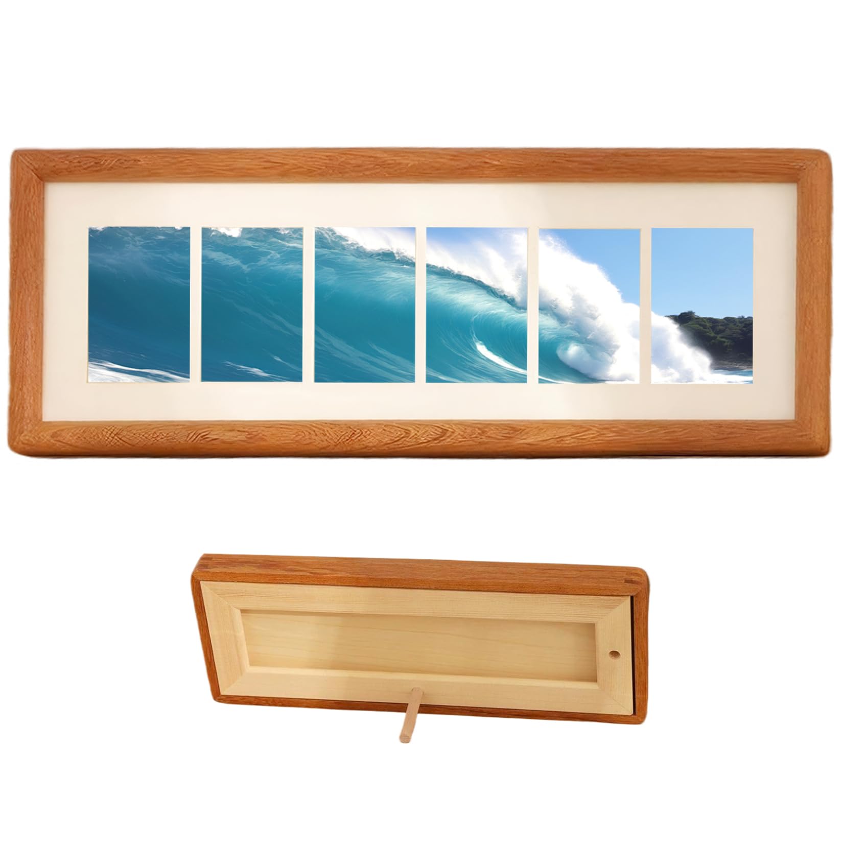 Cadre photo 5x13 pouces en bois collage 6 photos pour souvenirs de famille