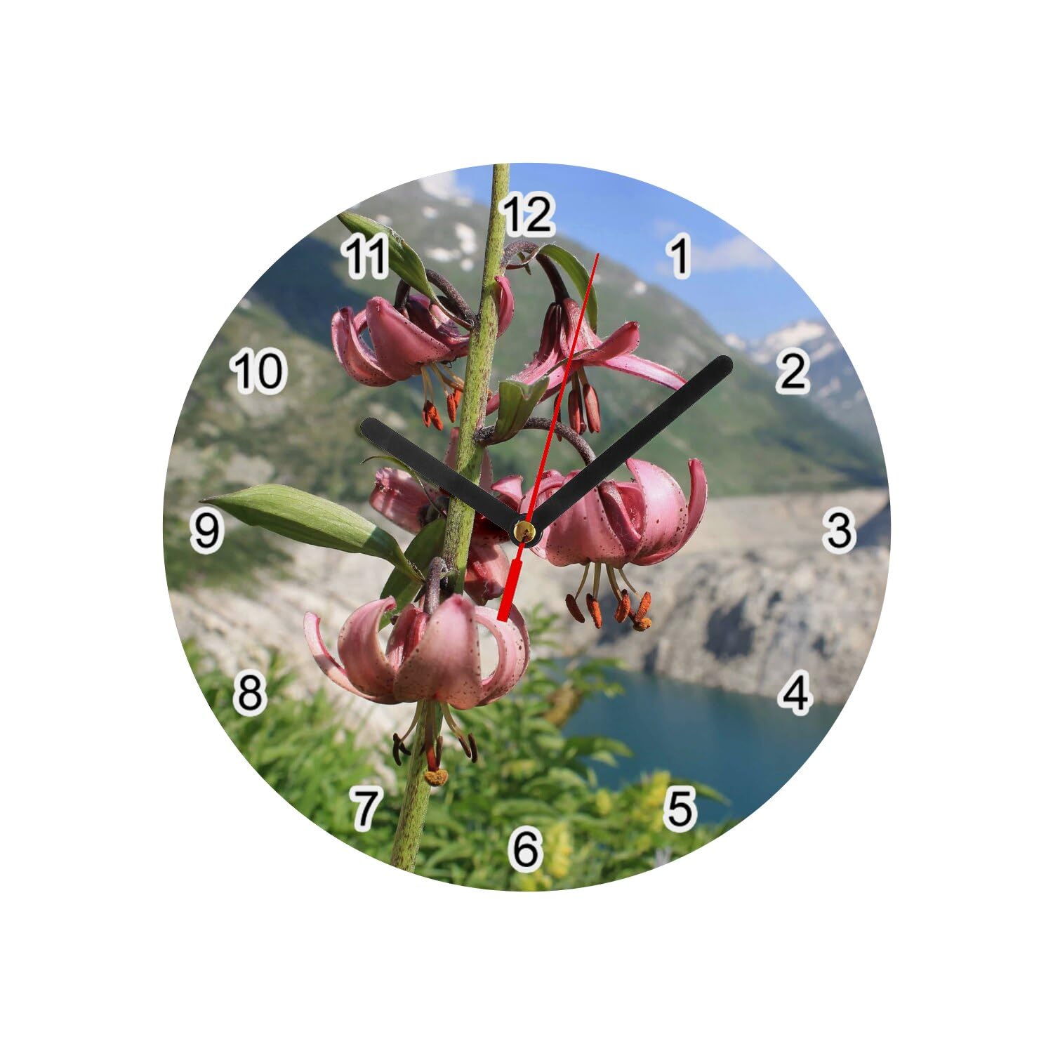 Horloge Murale en Verre pour Cuisine et Salon Déco Montagne Nature
