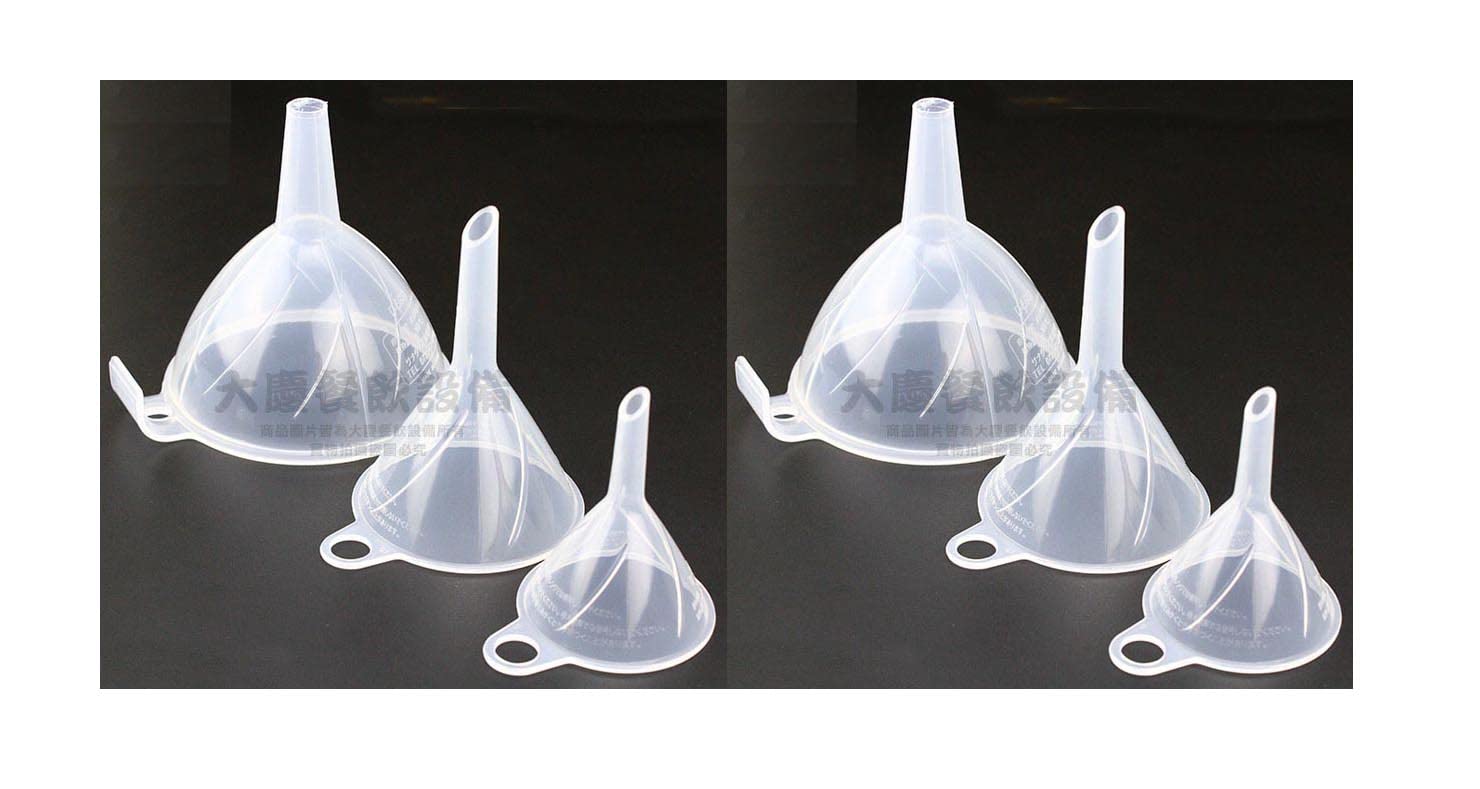 JapanBargain 3102, Set of 3 Japanese Funnel Set Mini and Small Funnels Liquid and Dry Ingredients, BPA Free, Made in Japan, 2 Set