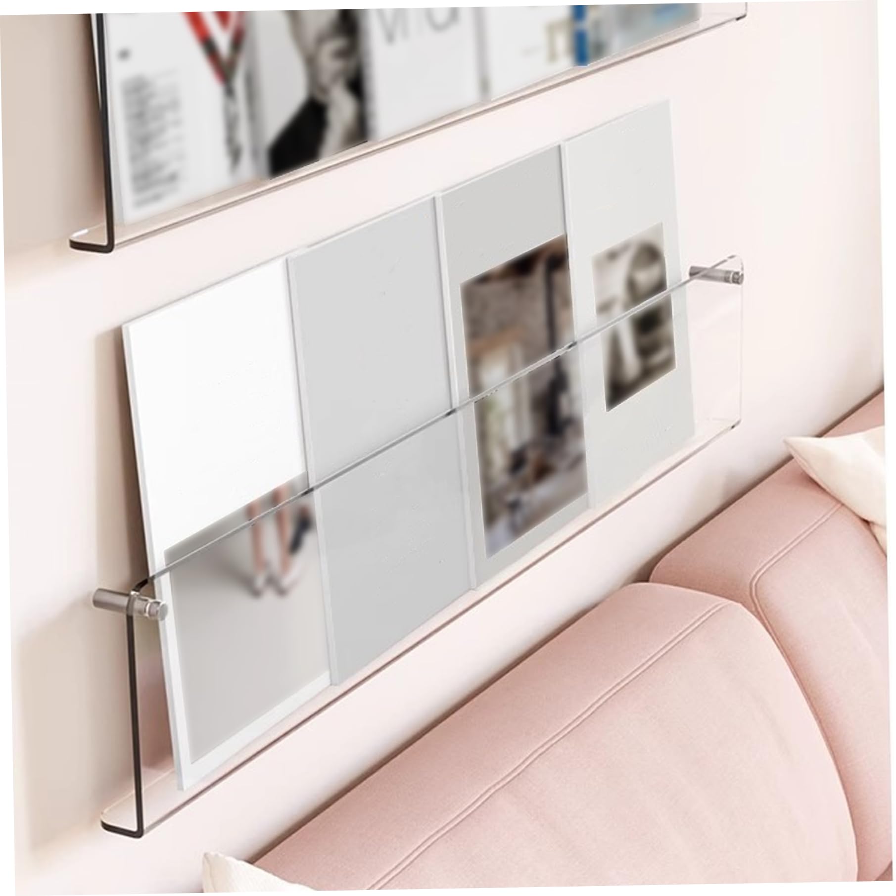 Lot de 2 porte-revues en acrylique transparent de 40, 6 cm support mural pour brochures bibliothèque suspendue support rangement pour brochures bureau et maison