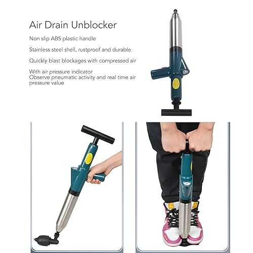 Miniatura 2 de Desbloqueador de drenaje de aire, desbloqueador de drenaje de aire de acero inoxidable, pistola de drenaje de alta presión, herramienta de