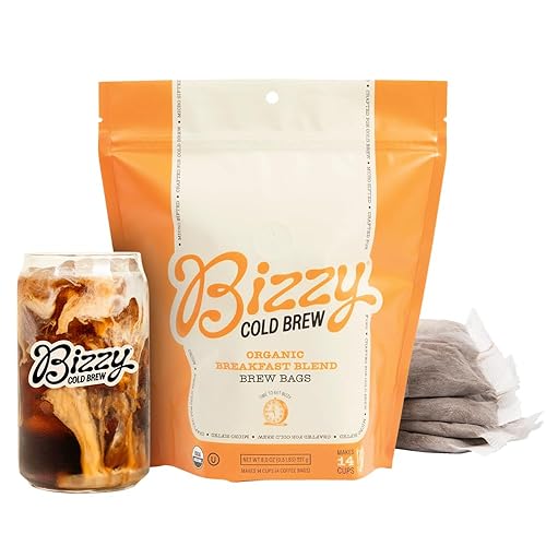 Bizzy Organic Cold Brew Coffee Mezcla de desayuno Café molido grueso Micro Tamizado Grado Especialidad 100% Arábica Bolsas de cerveza 4