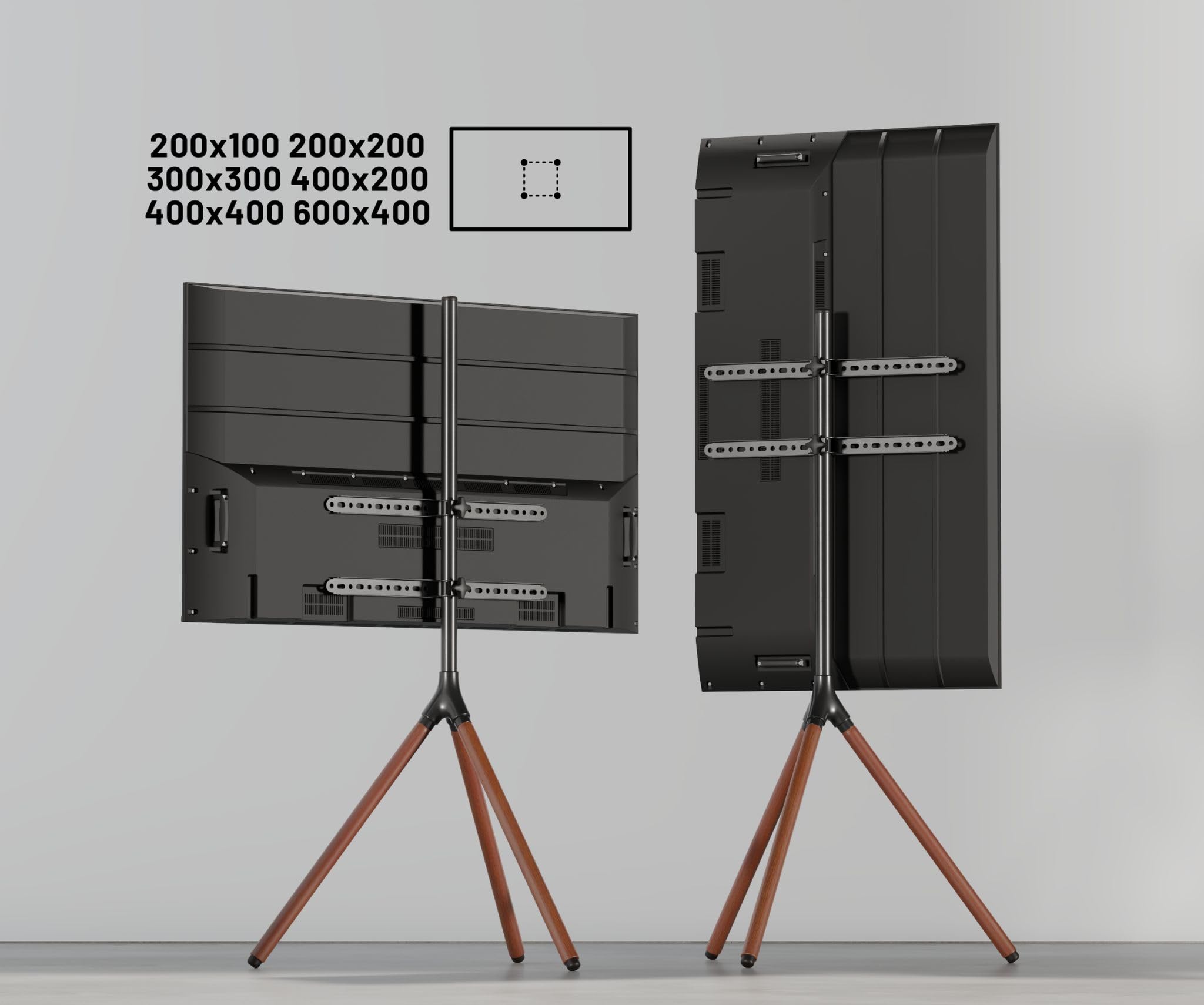 JAPANNEXT Support Trépied Bois pour TV & Écran 32-65 Pouces Charge Max 35 kg Hauteur & Pivot Réglable JN-3265-TRIWOOD