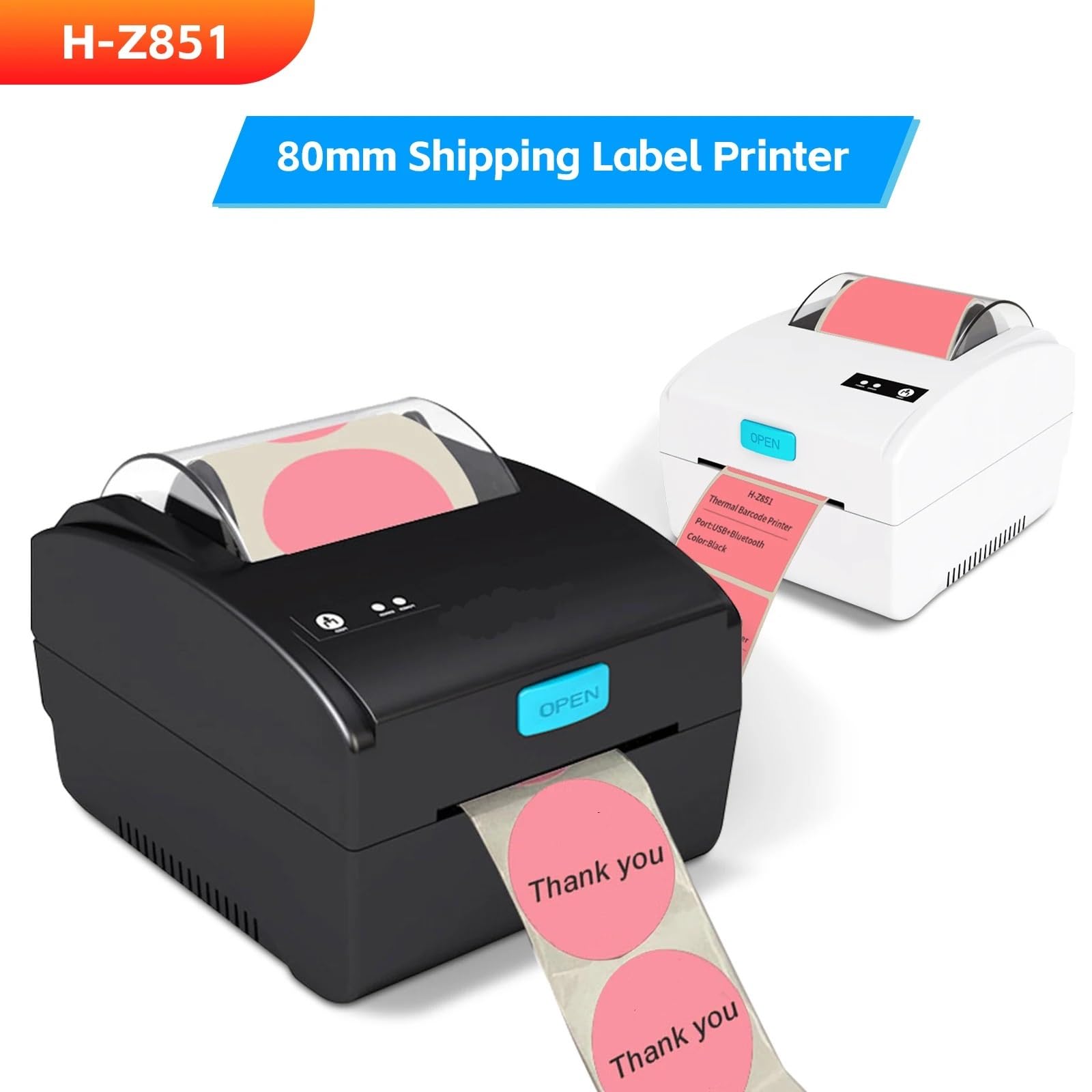 Producent etykiet, 80 Mm Termiczna Drukarka Etykiet, Kod QR, Urządzenie Do Naklejania Naklejek, XP 365b H-Z851, Drukowanie Przez USB I Bluetooth, do domu, kuchni, biura(H-Z851-USB-Bluetooth)