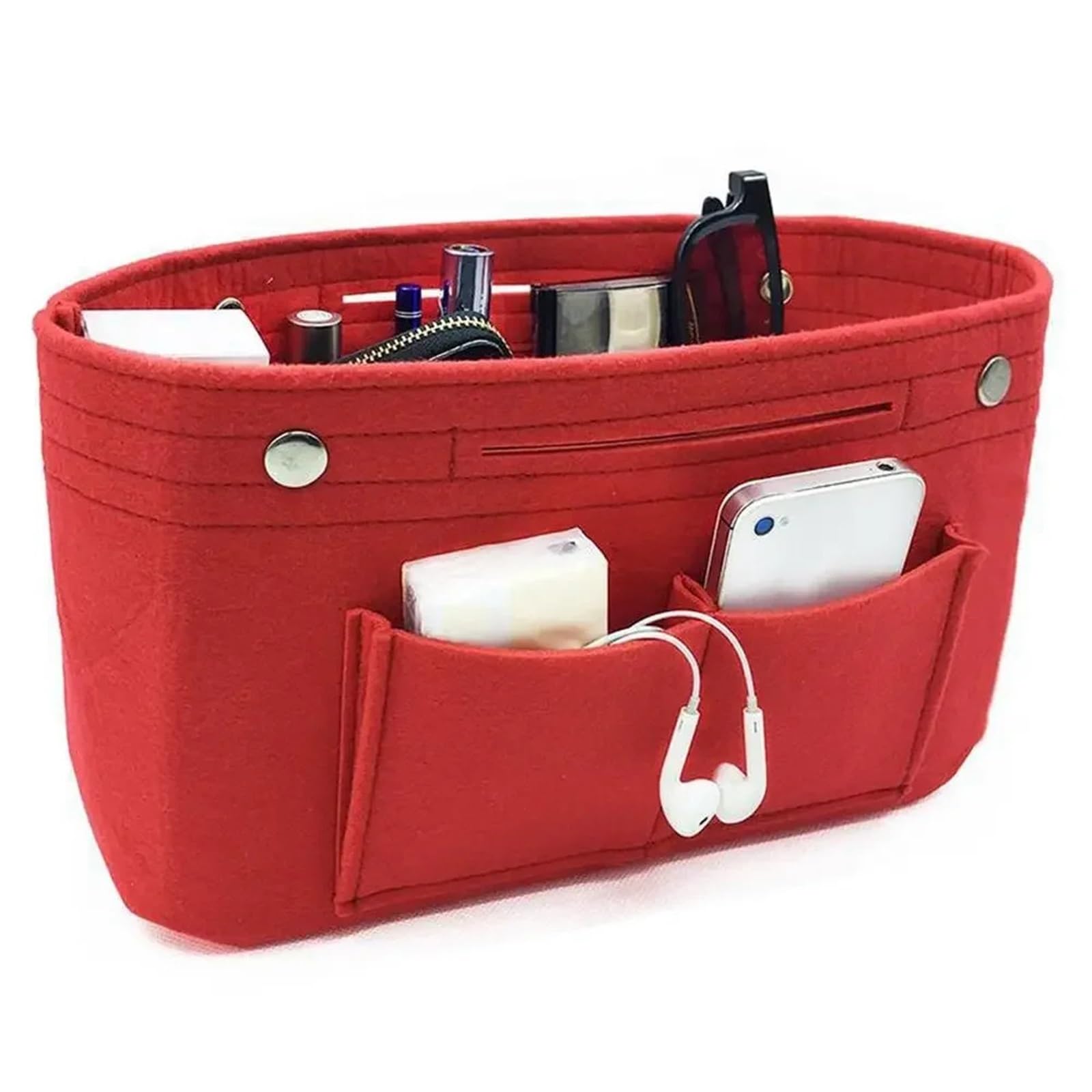 NJIEzhao Felt Handbag Insert Women's Organizer Handbag Felt Travel Bag Insert Liner Purse Organiser Pouch(Red-L)
