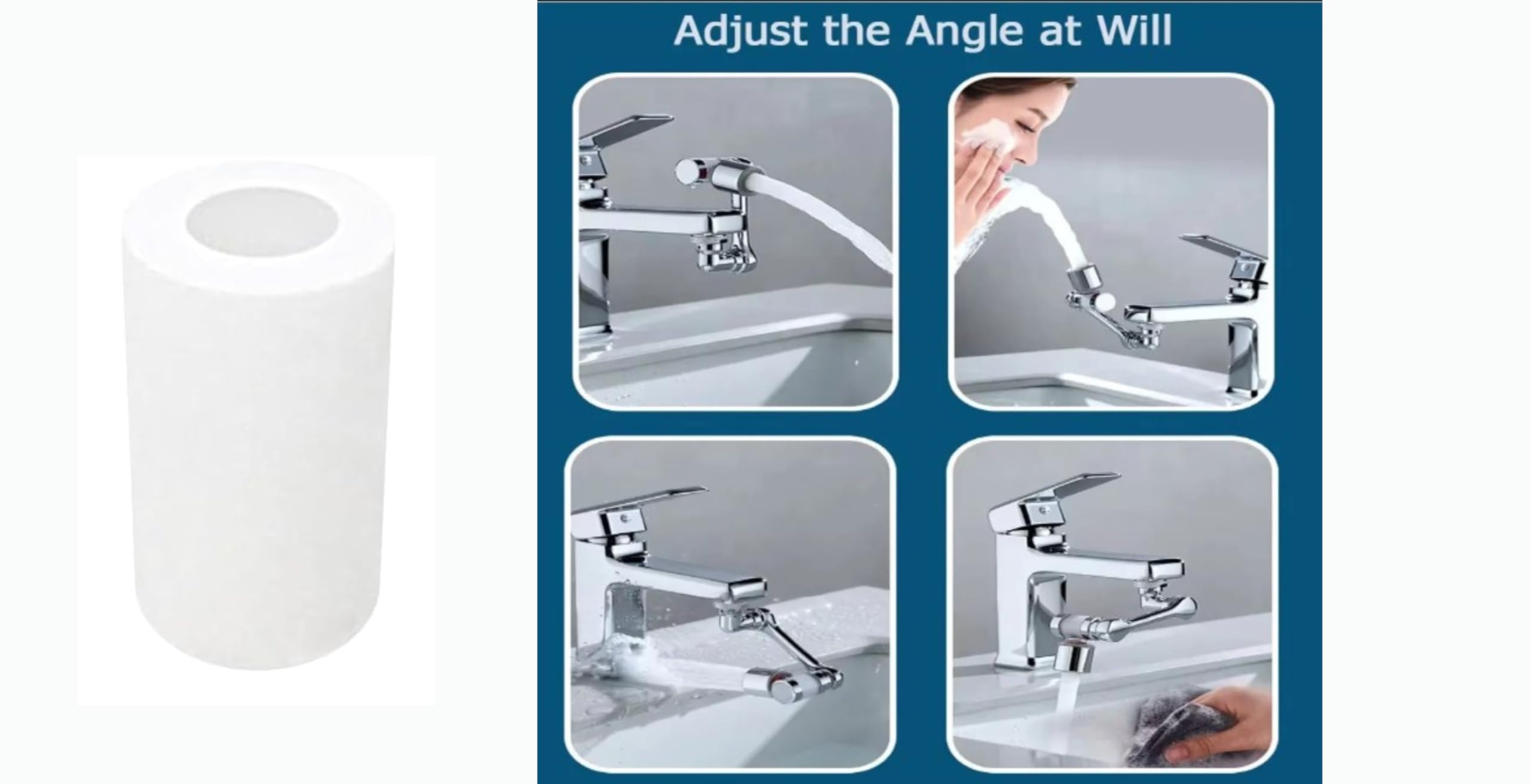 3 Stück Wasserhahnverlängerung, 1 ​ 080° drehbarer Wasserhahnverlängerer aus Kupfer, 2 Modi, 360° schwenkbarer Wasserhahn-Belüfter, Extender für Badezimmer, Küche, Spüle, K Trends. (mit 24 Filtern)