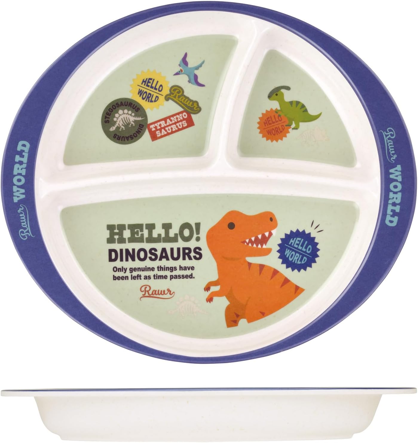 Skater M36B-A Melamine Lunch Plate, Bamboo Fiber Dish, 11.8 fl oz (350 ml), Dishwasher Safe, Dinosaurus, Dinosaur, Boys and Girls
