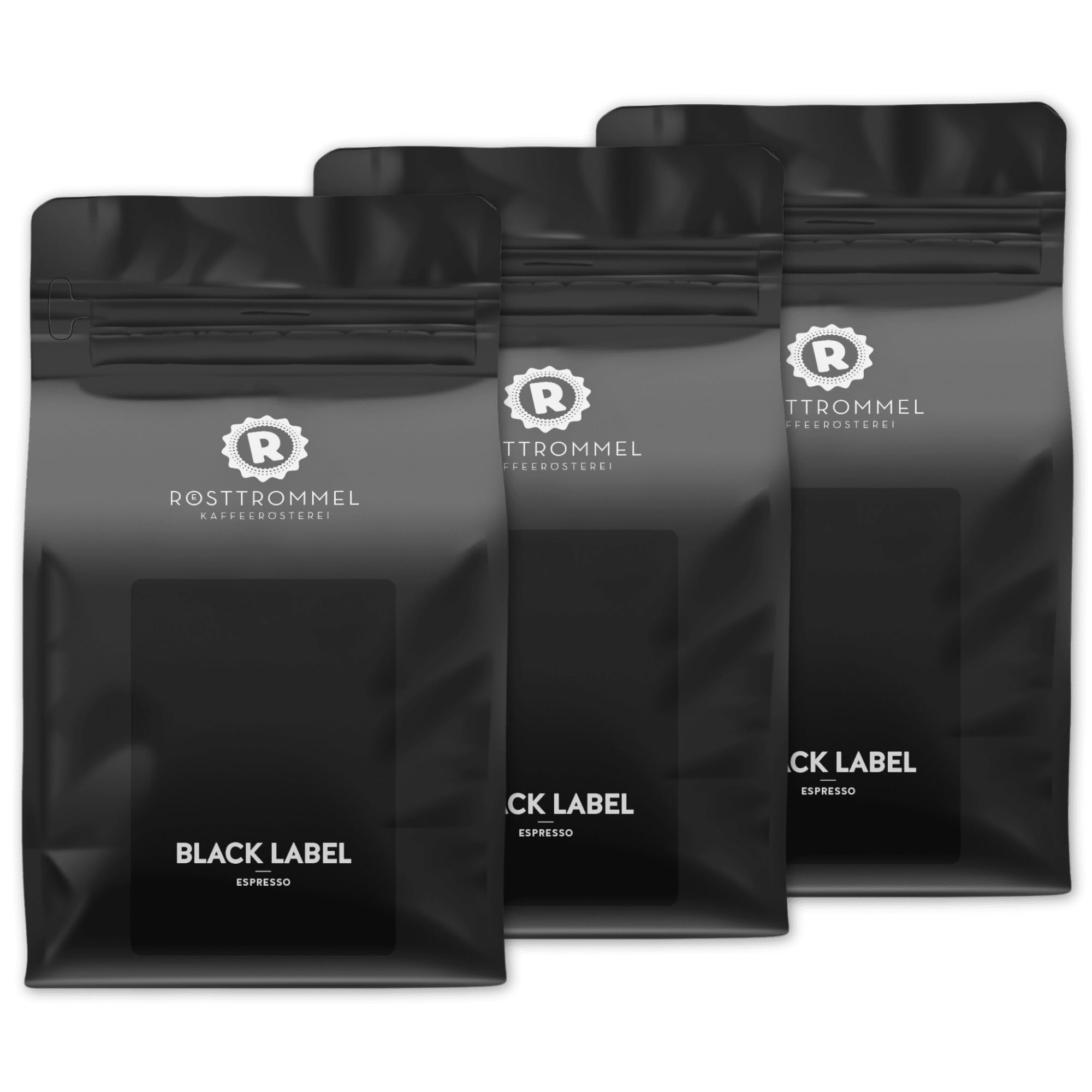 RÖSTTROMMEL Black Label Espresso · Special Blend · ganze Bohne · 3 kg | Röstgrad 8,5/10 · Special-Blend-Espresso · cremig, kräftig & zartbitter · 50% Arabica, 50% Canephora