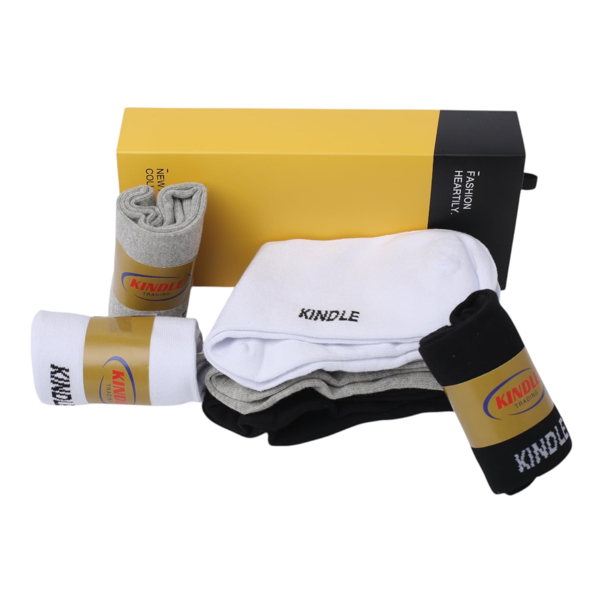 KINDLE TRADING Gift box breathable, deodorant and sweat-absorbing business high-end cotton socks (white)