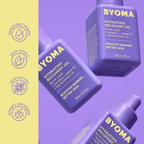 Miniatura 5 de Byoma Aceite hidratante de recuperación, aceite facial de lujo con escualano, aceite de jojoba y aceite de espino marino, piel radiante instantánea