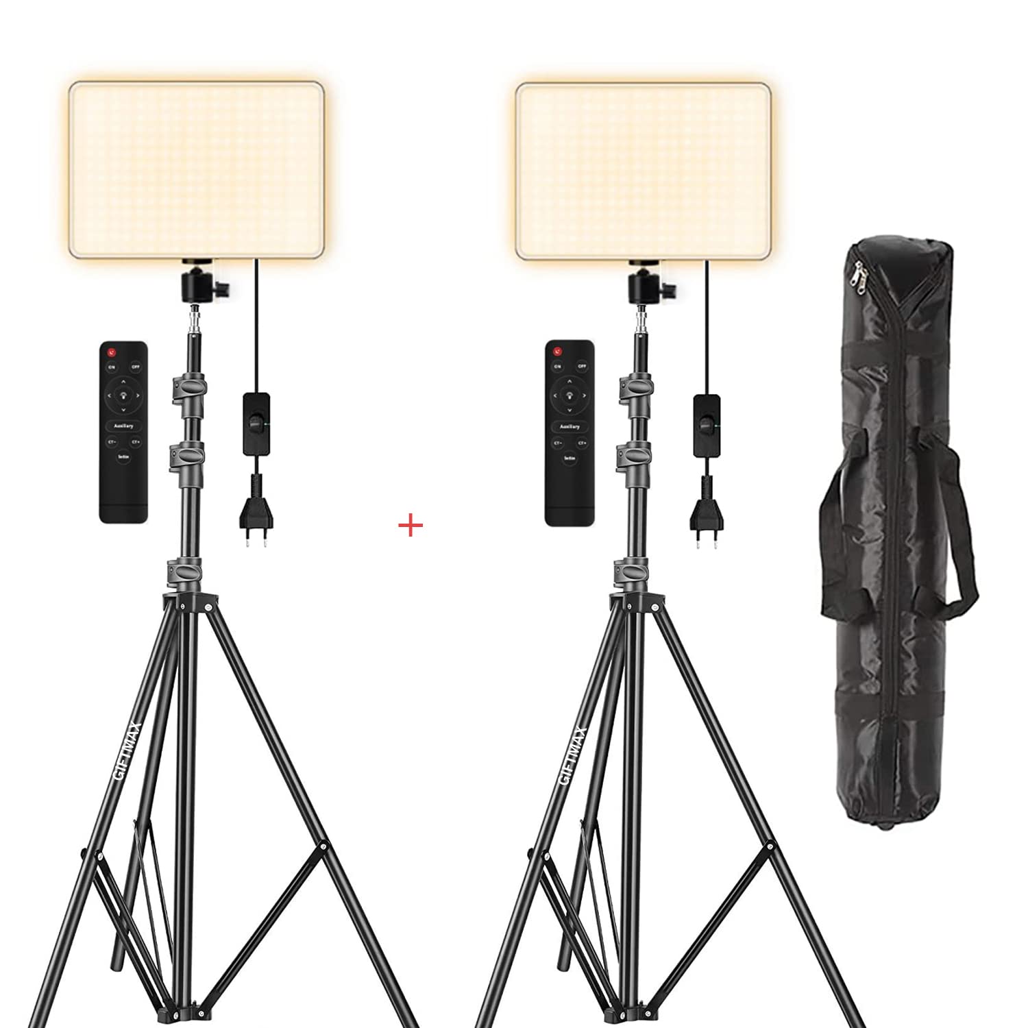 GiftMax® Camera Light for Videoshooting LED Video Soft Light Panel for Studio Photography | YouTube,2700K-5700K CRI95+ | with Remote Contro (Panel Light 11 Inch + 9 Feet Stand (Pack of 2)